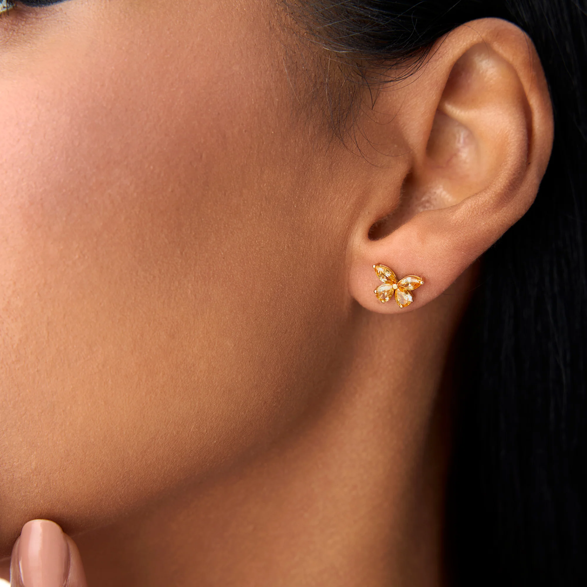 14K Citrine Butterfly Stud Earrings - Image 4