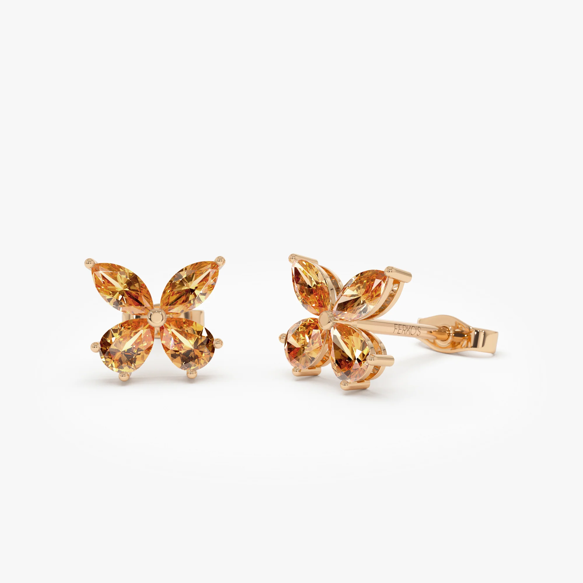 14K Citrine Butterfly Stud Earrings - Image 5