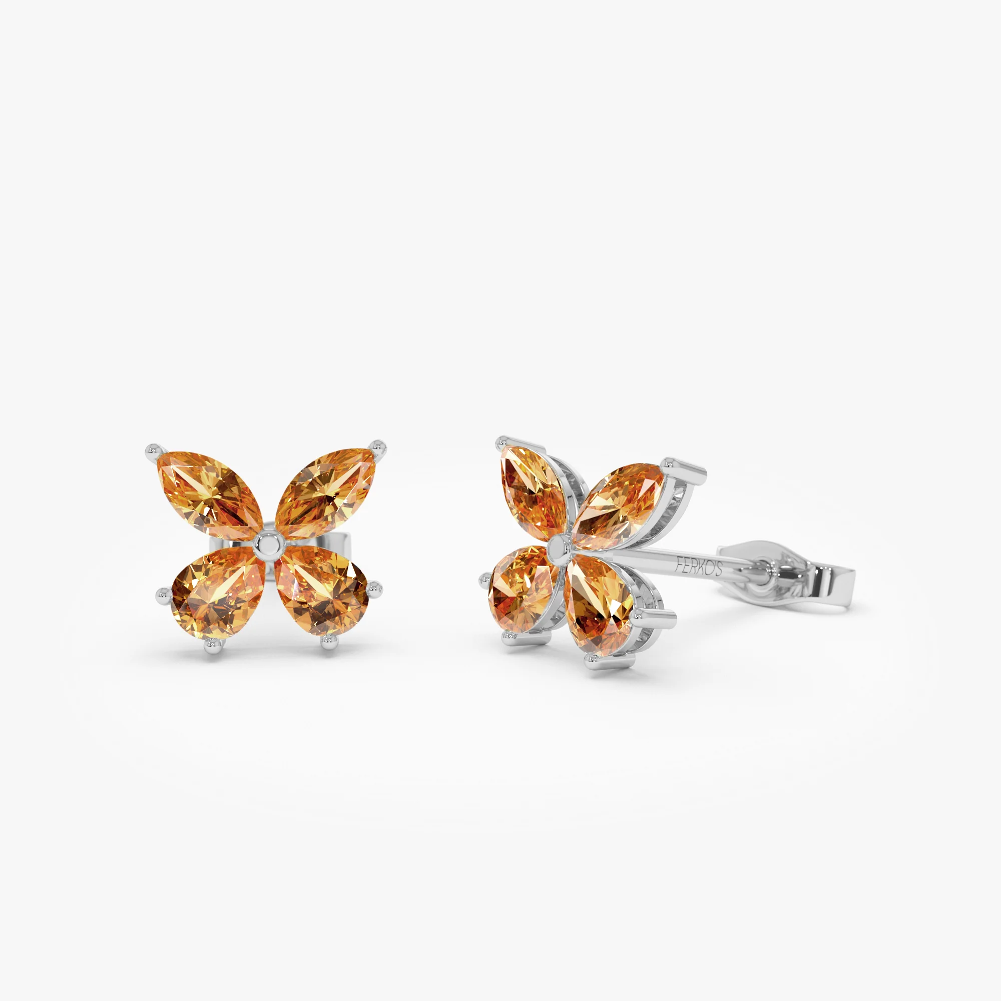 14K Citrine Butterfly Stud Earrings - Image 6