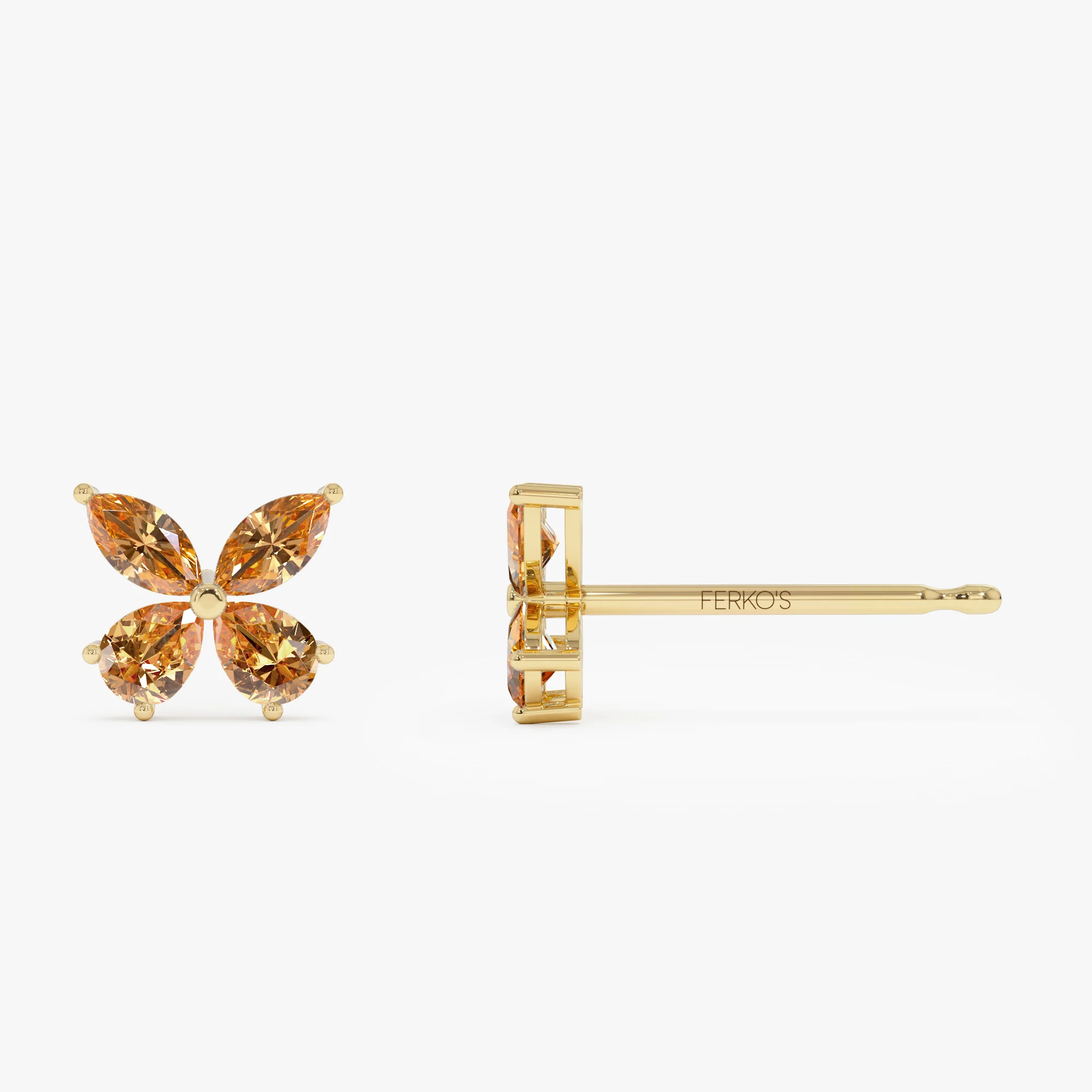 14K Citrine Butterfly Stud Earrings - Image 7