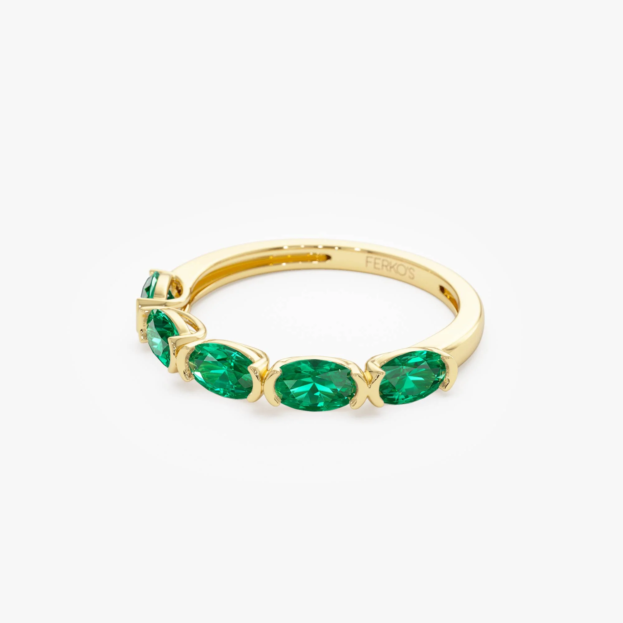 14k Classic Emerald Five Stone Ring - Image 7