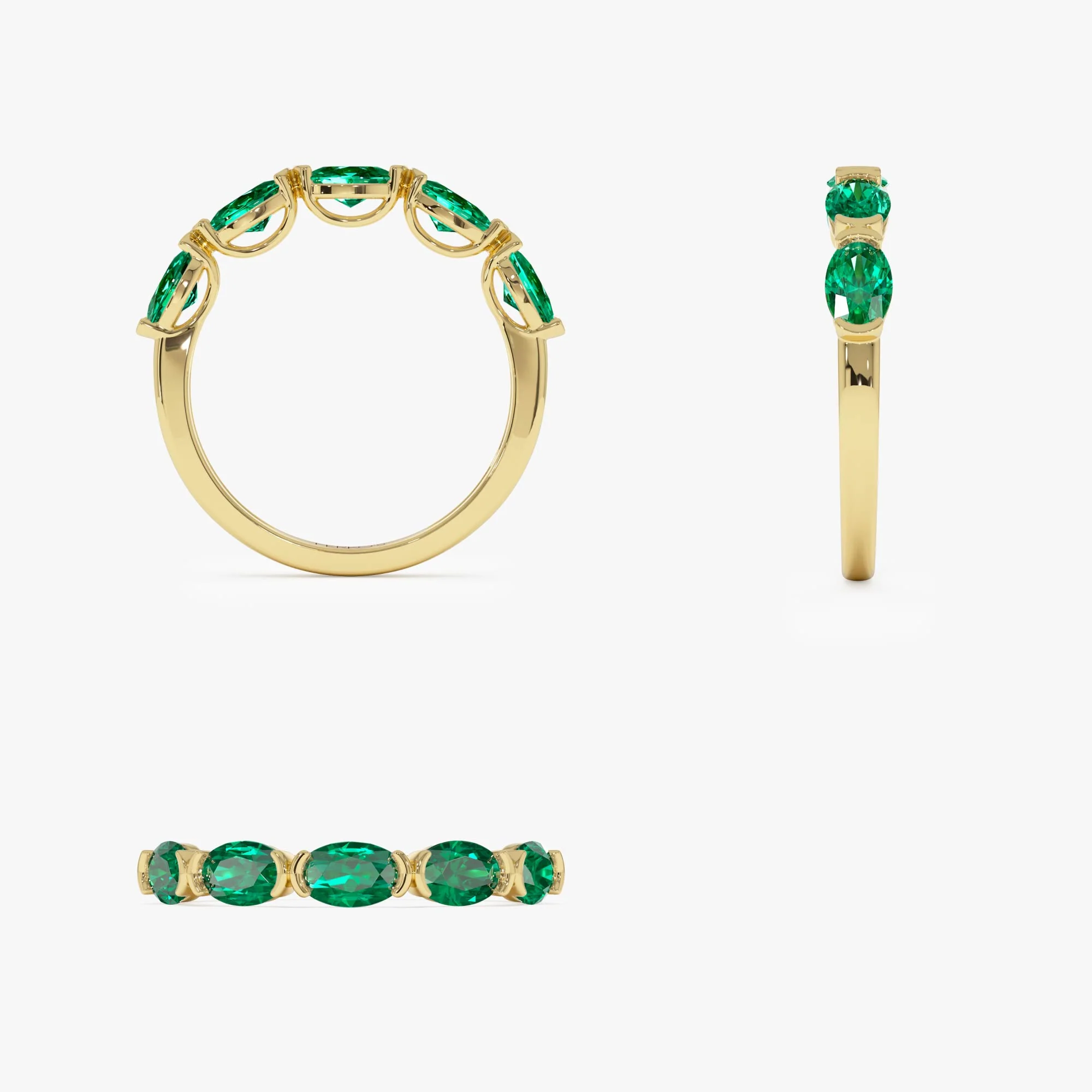 14k Classic Emerald Five Stone Ring - Image 8