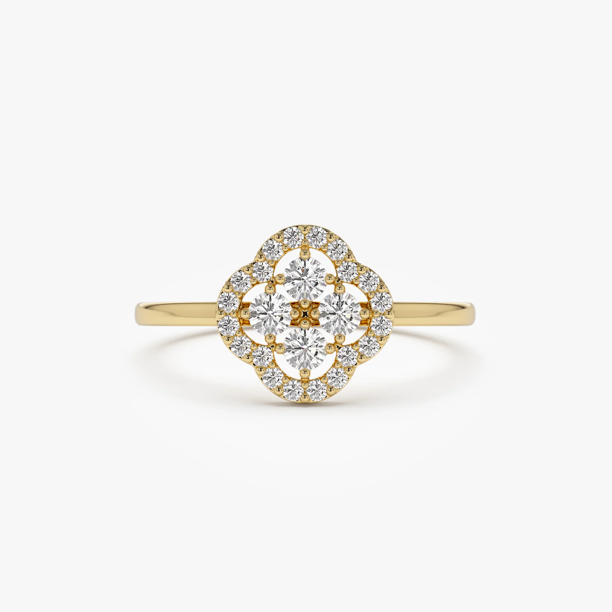 14k Clover Diamond Cluster Ring