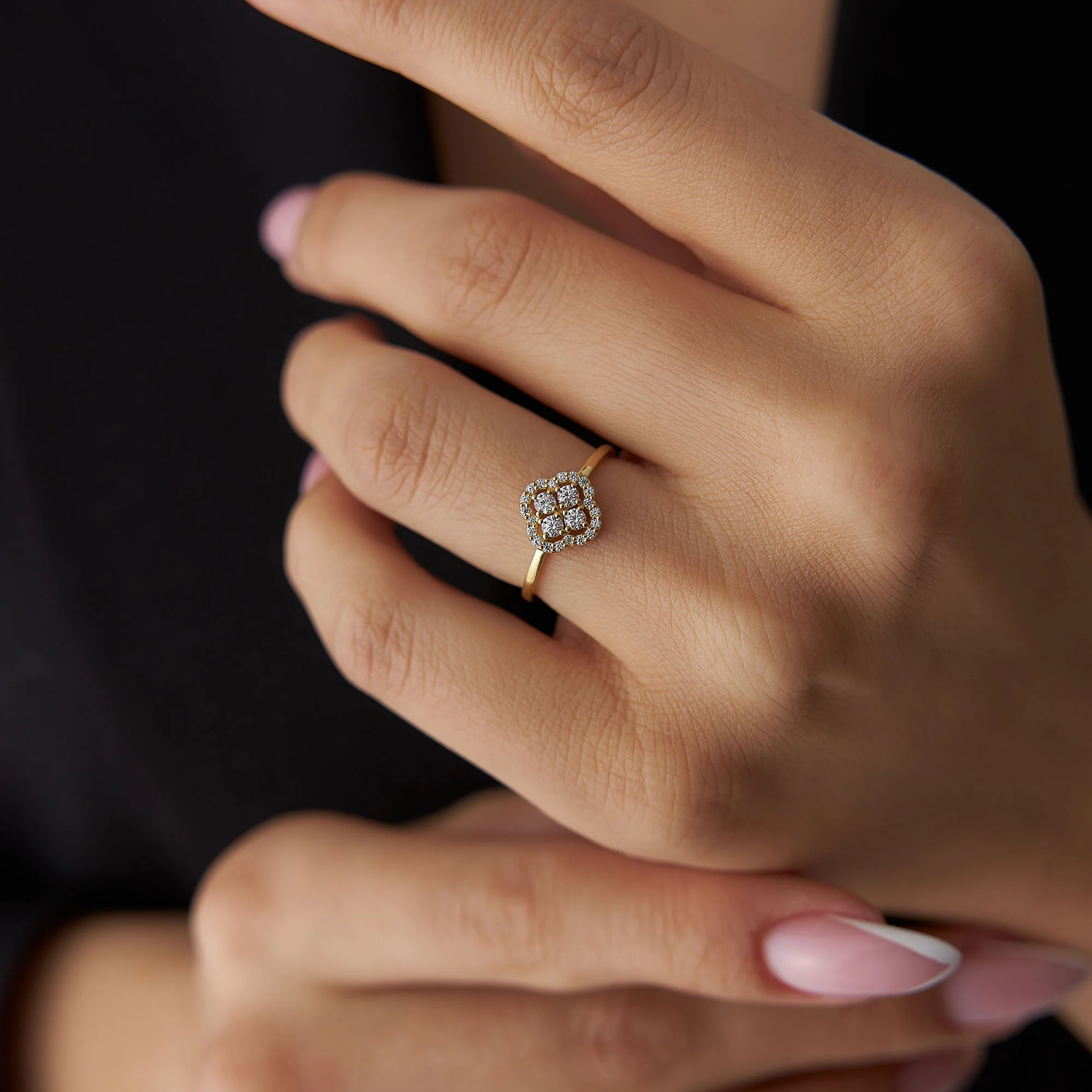 14k Clover Diamond Cluster Ring - Image 2