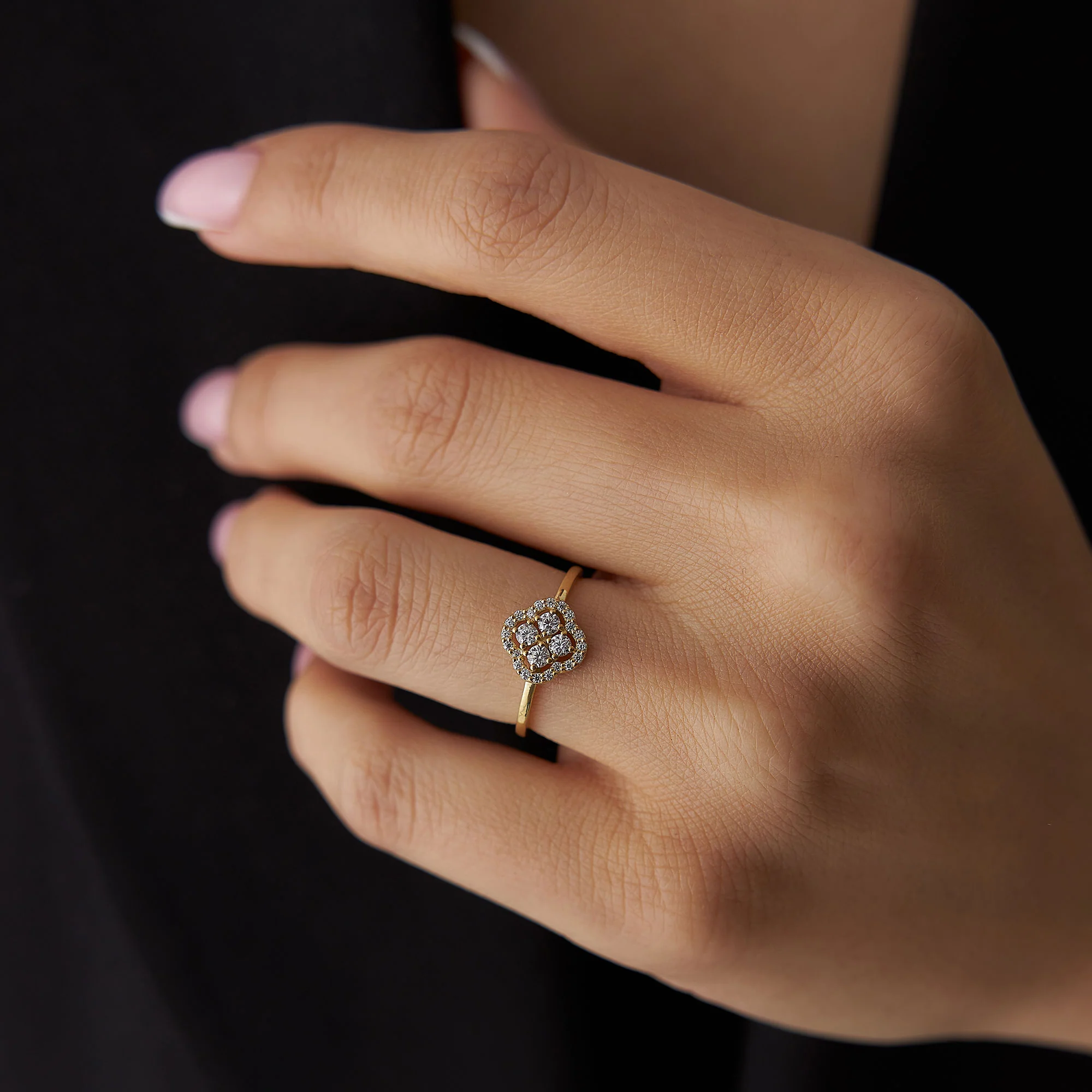 14k Clover Diamond Cluster Ring - Image 3