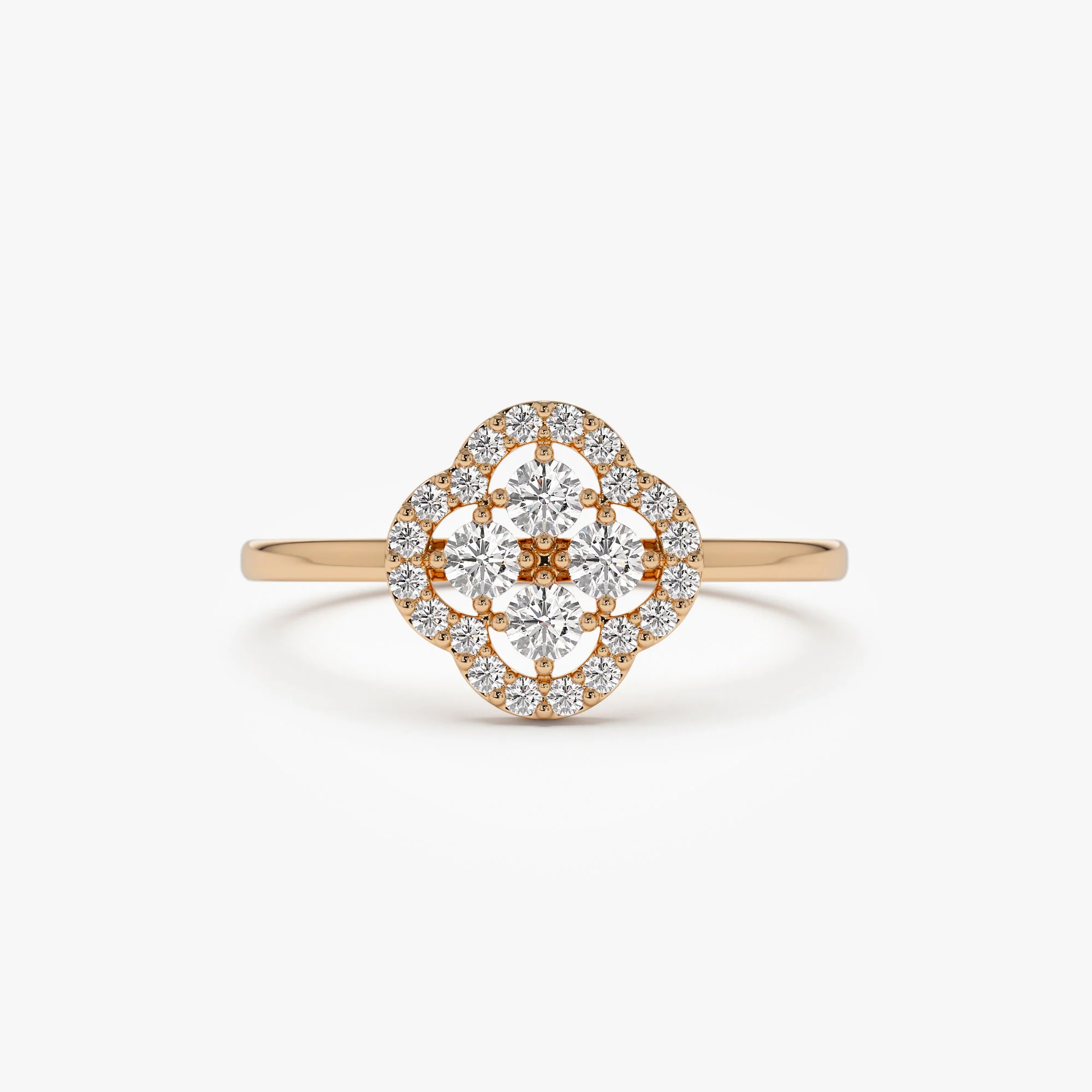 14k Clover Diamond Cluster Ring - Image 4