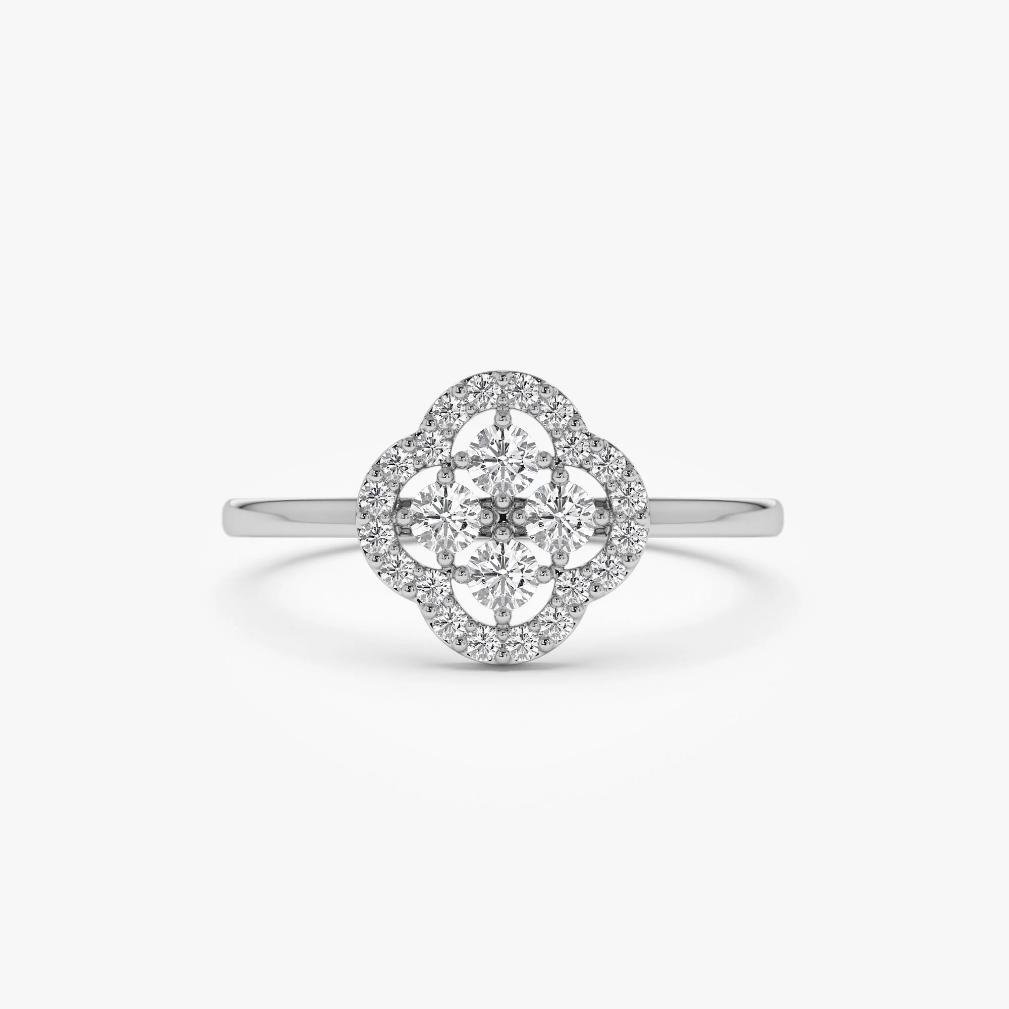 14k Clover Diamond Cluster Ring - Image 5