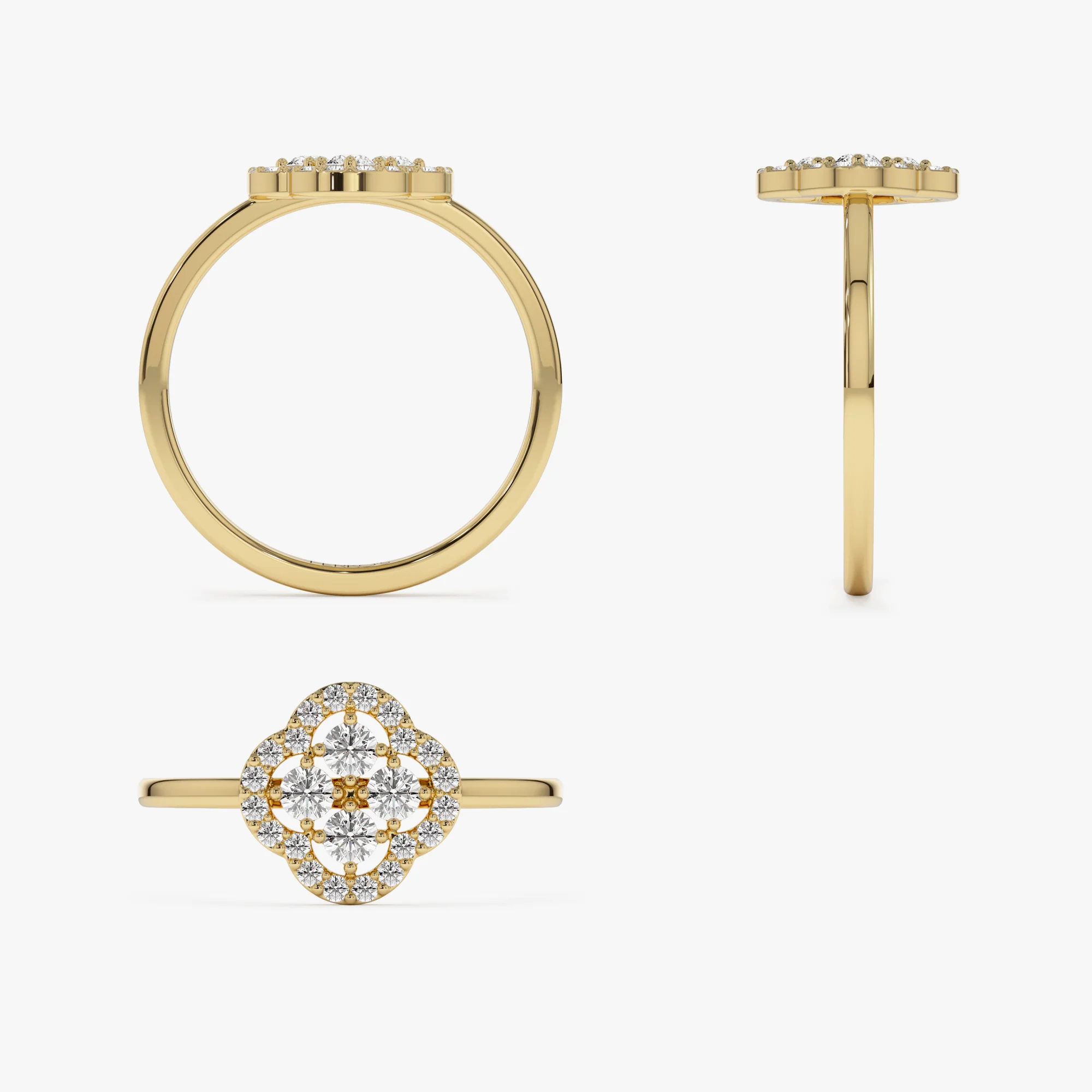 14k Clover Diamond Cluster Ring - Image 7