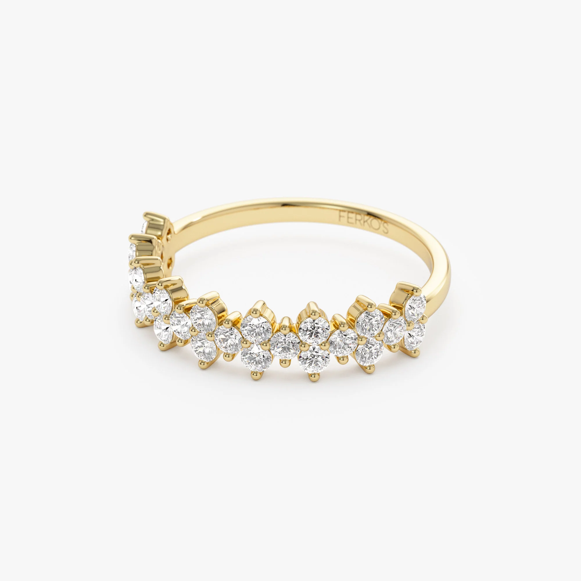 14k Cluster Diamond Half Eternity Wedding Band - Image 6