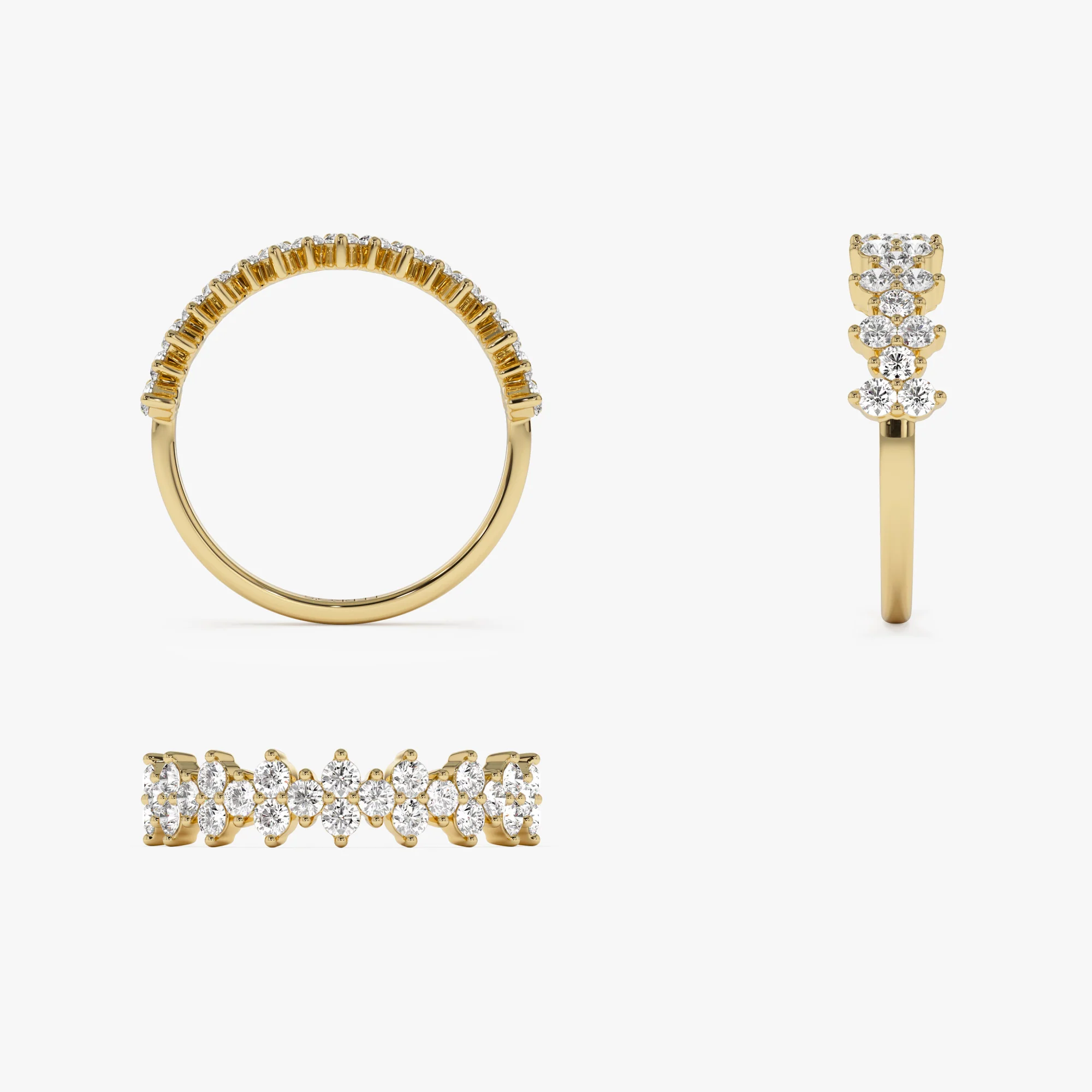 14k Cluster Diamond Half Eternity Wedding Band - Image 7