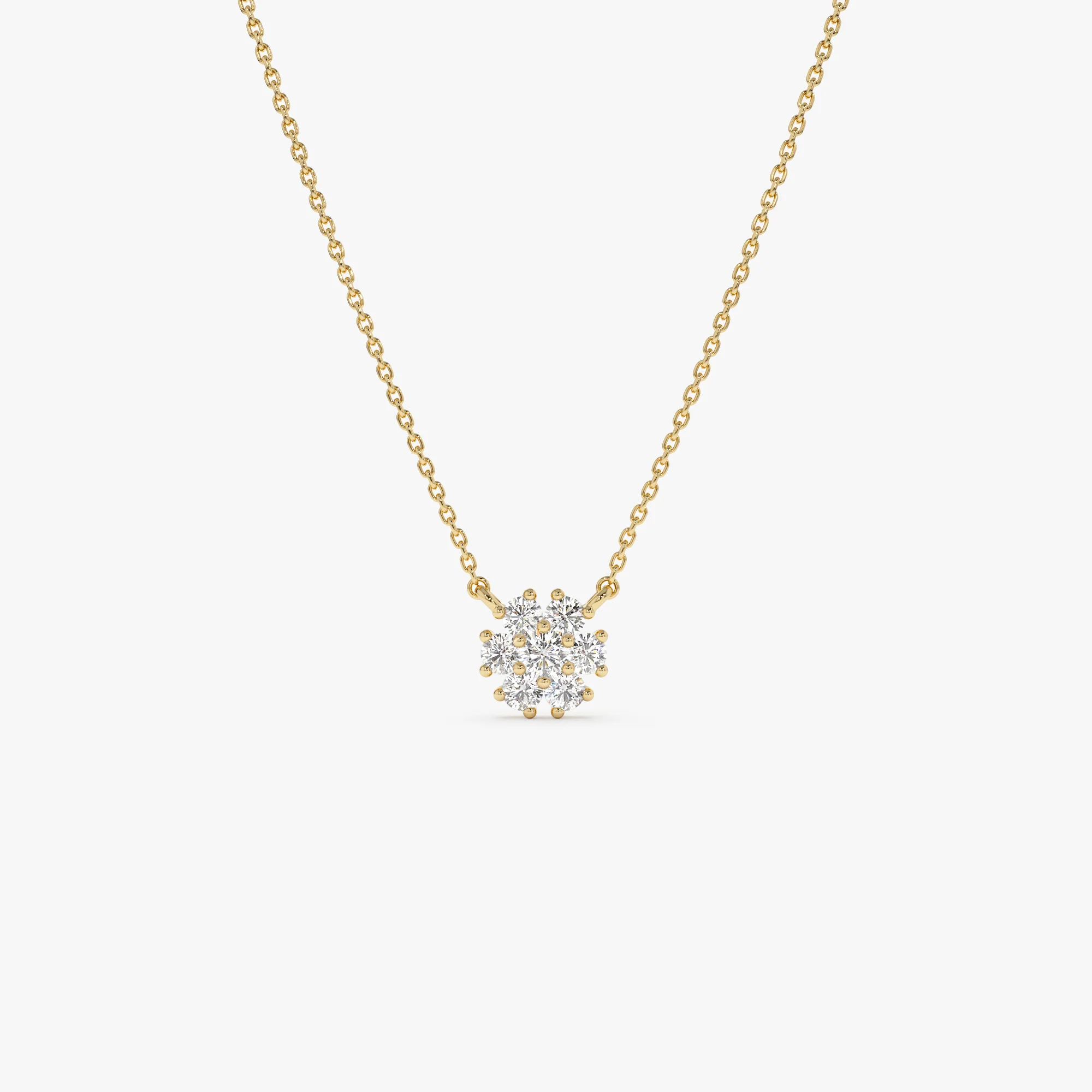 14k Cluster Flower Diamond Necklace