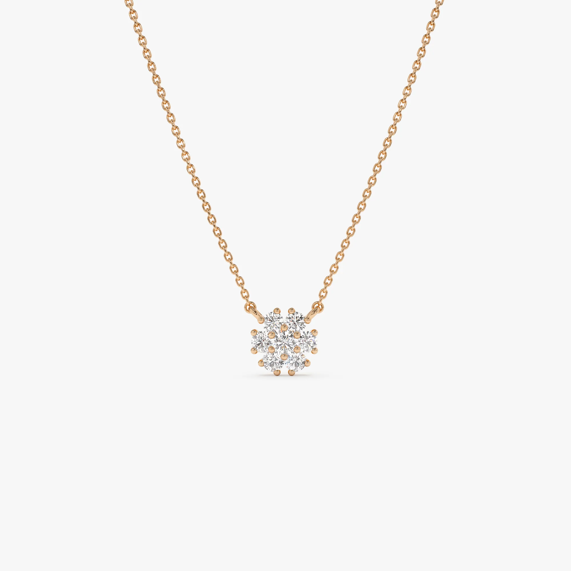14k Cluster Flower Diamond Necklace - Image 5