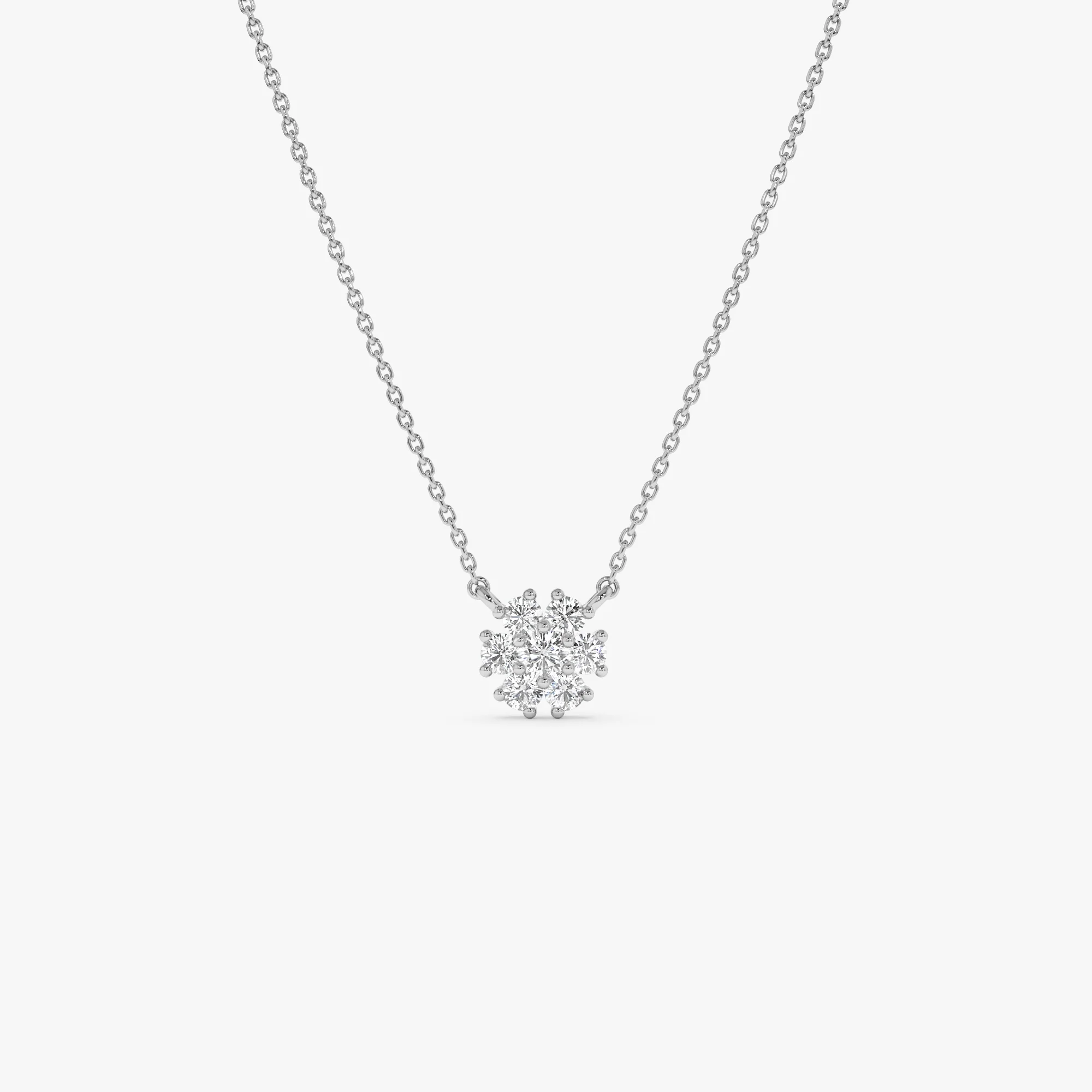 14k Cluster Flower Diamond Necklace - Image 6