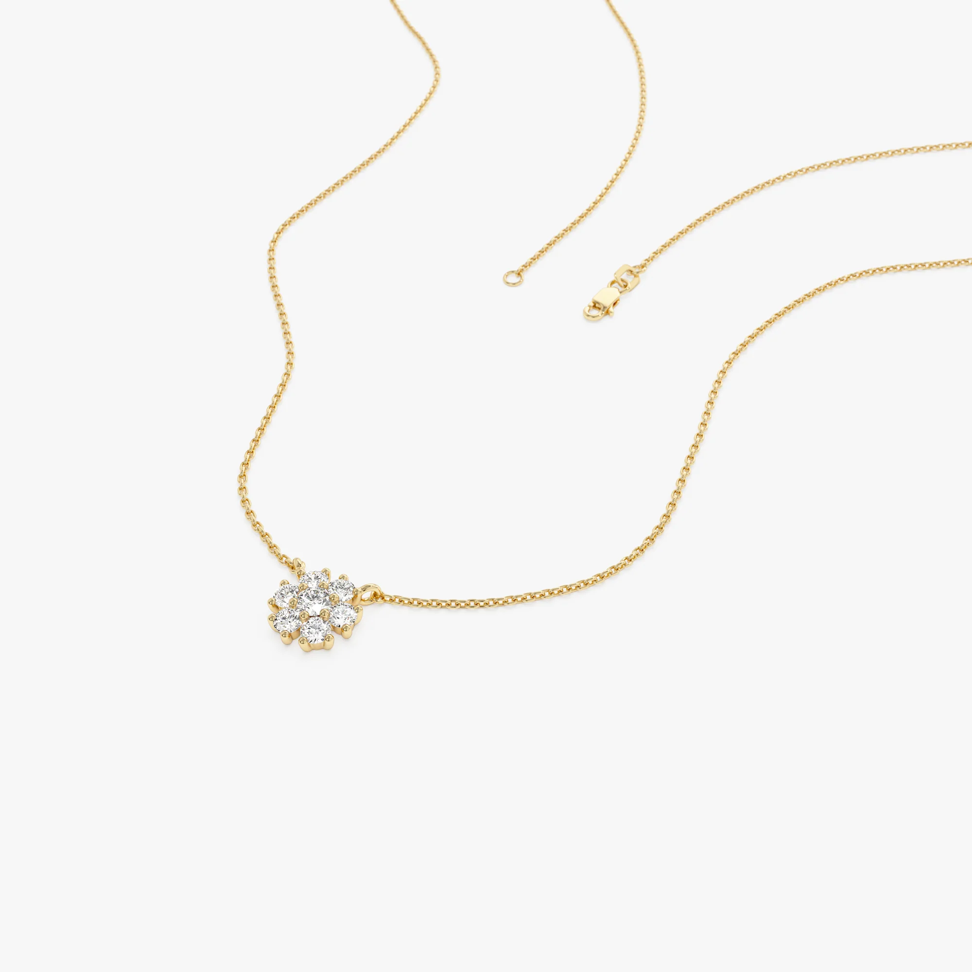 14k Cluster Flower Diamond Necklace - Image 8