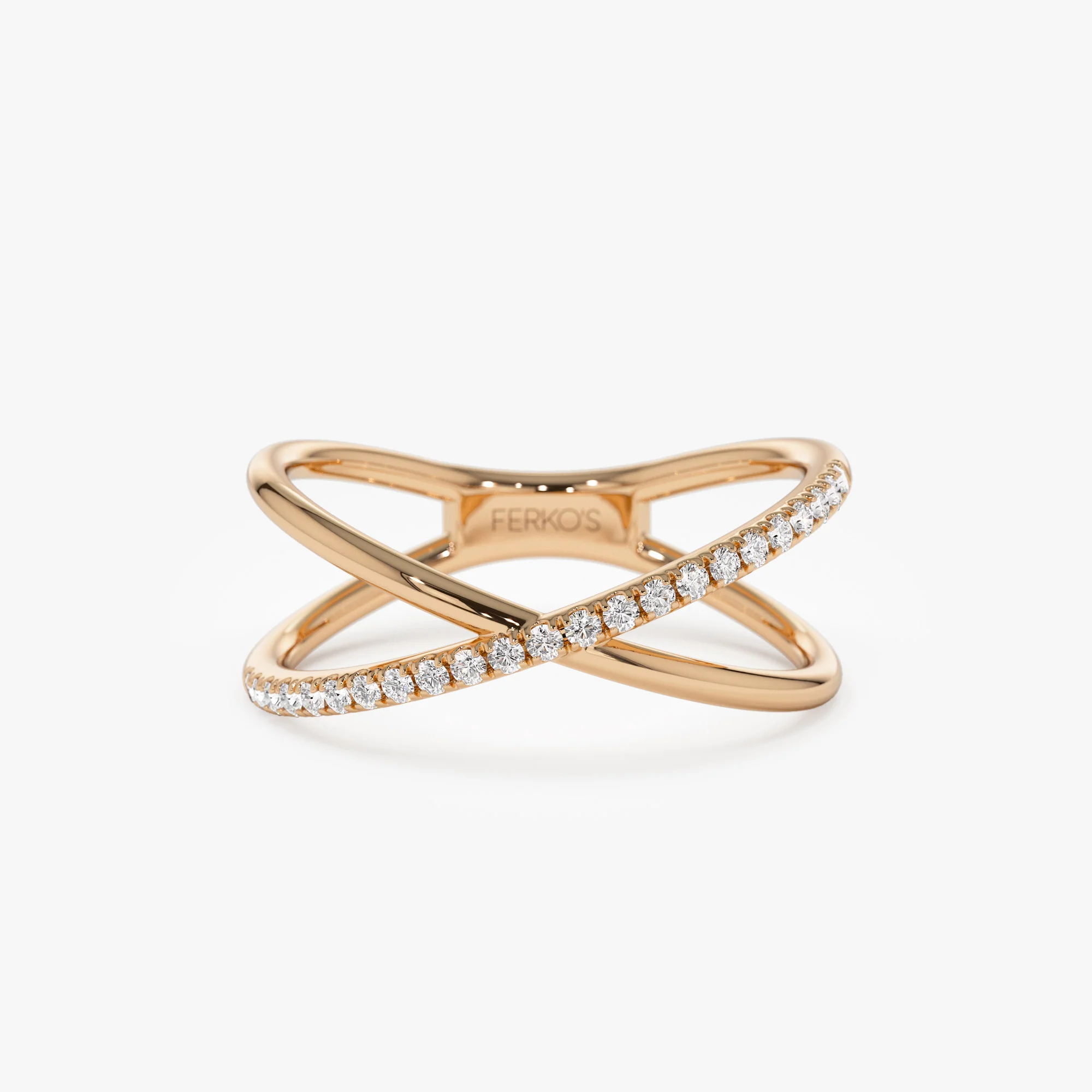 14k Criss Cross Single Side Diamond Ring - Image 3