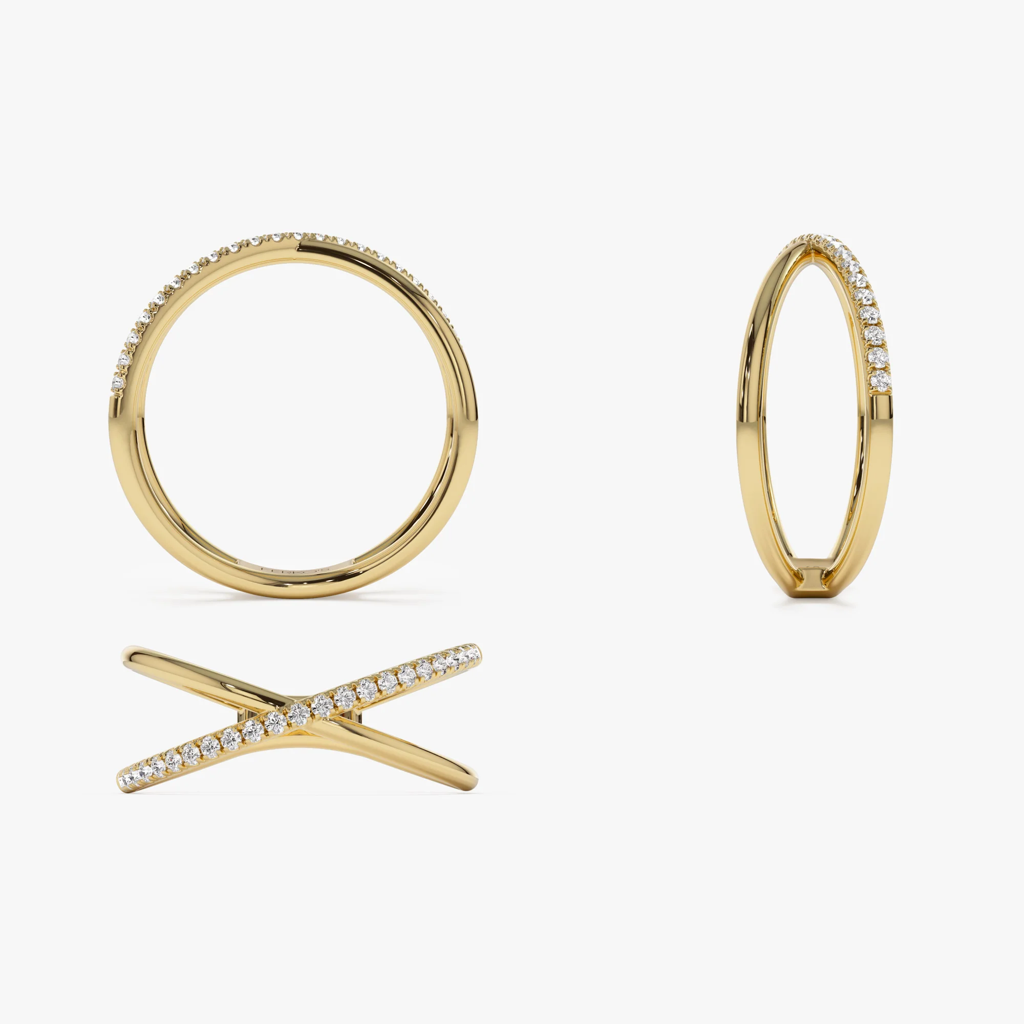 14k Criss Cross Single Side Diamond Ring - Image 6