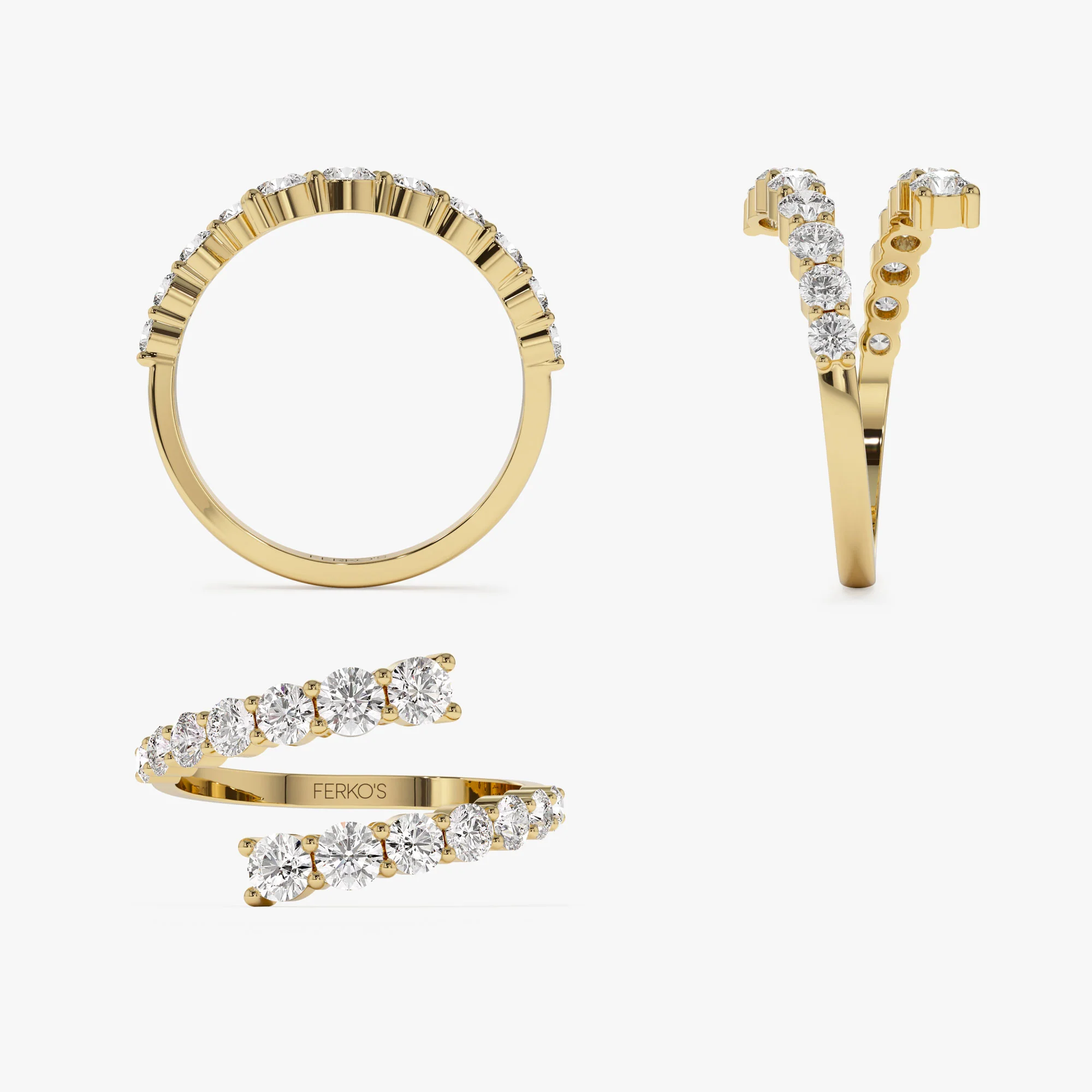 14k Cross Over Graduated Diamond Wrap Ring - Image 10