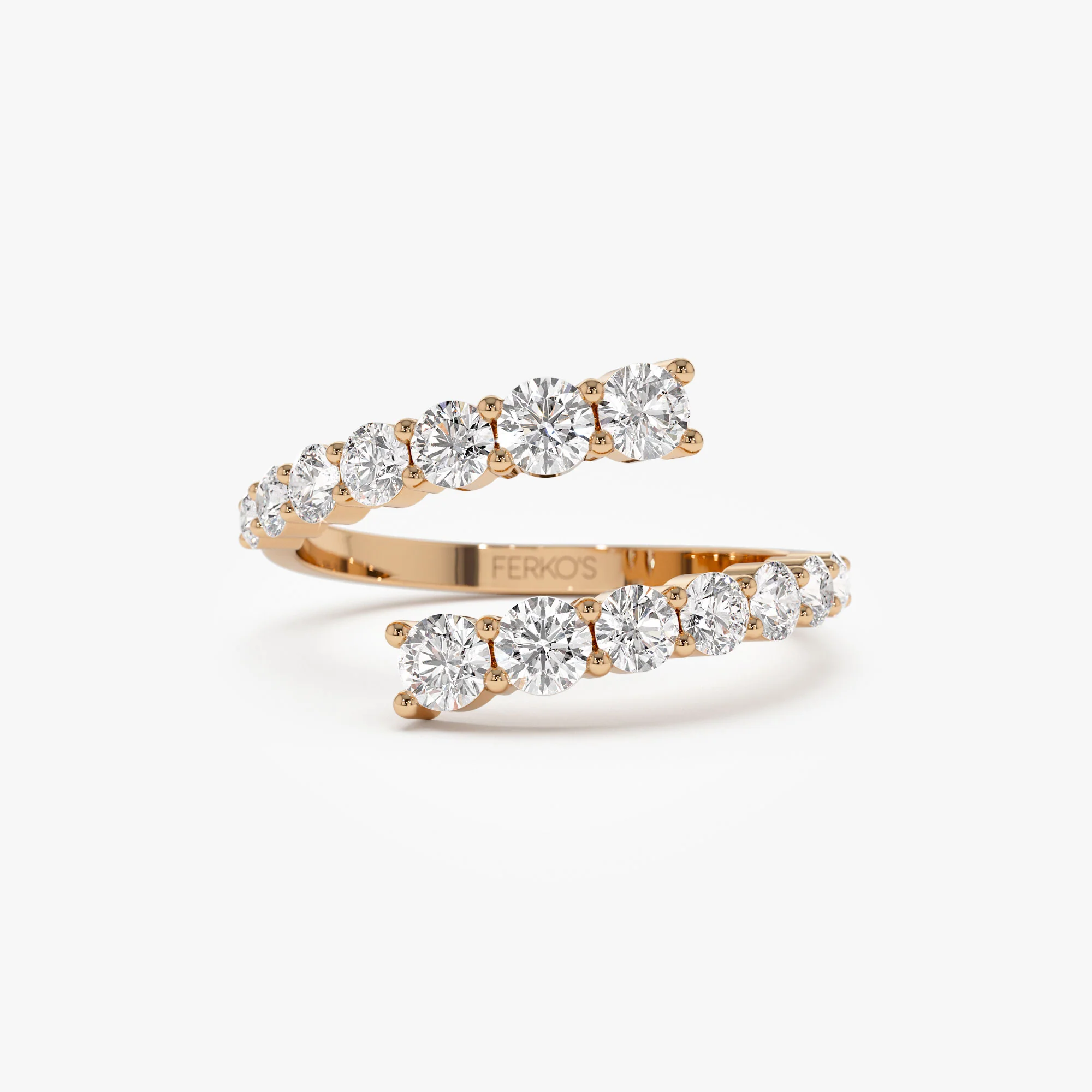 14k Cross Over Graduated Diamond Wrap Ring - Image 7