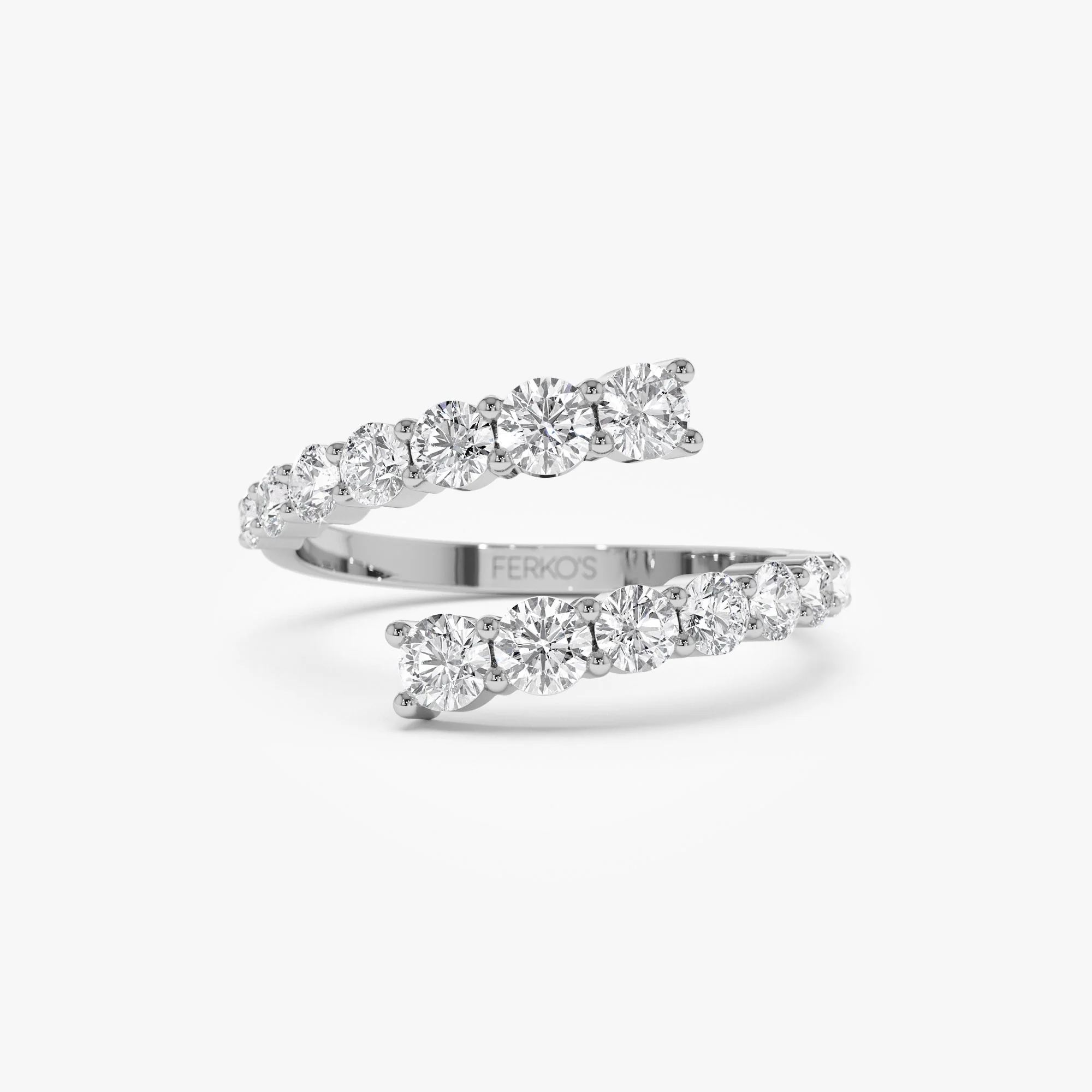 14k Cross Over Graduated Diamond Wrap Ring - Image 8