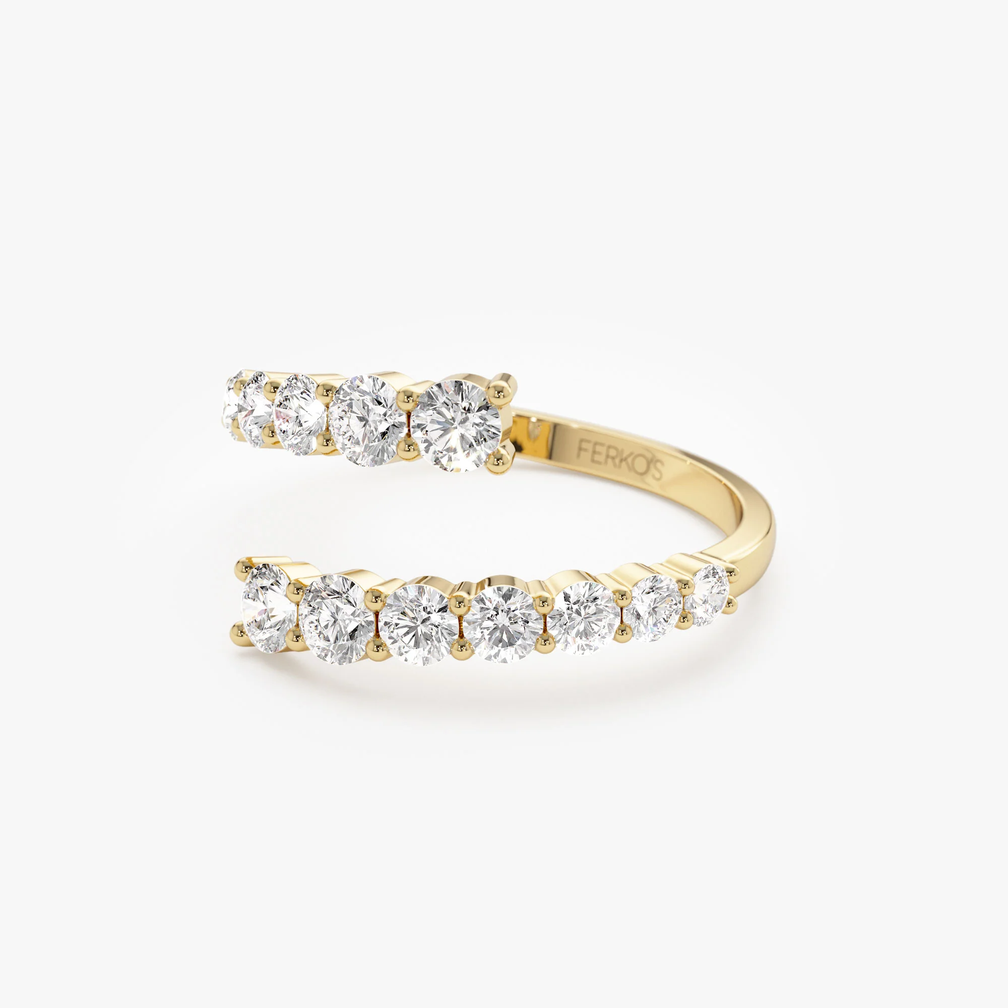 14k Cross Over Graduated Diamond Wrap Ring - Image 9