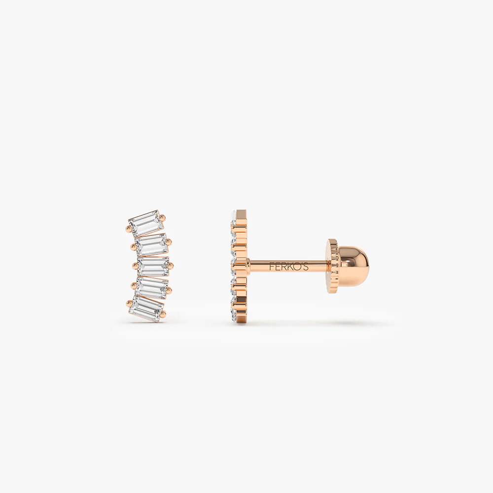 14k Curved Baguette Helix Piercing - Image 3