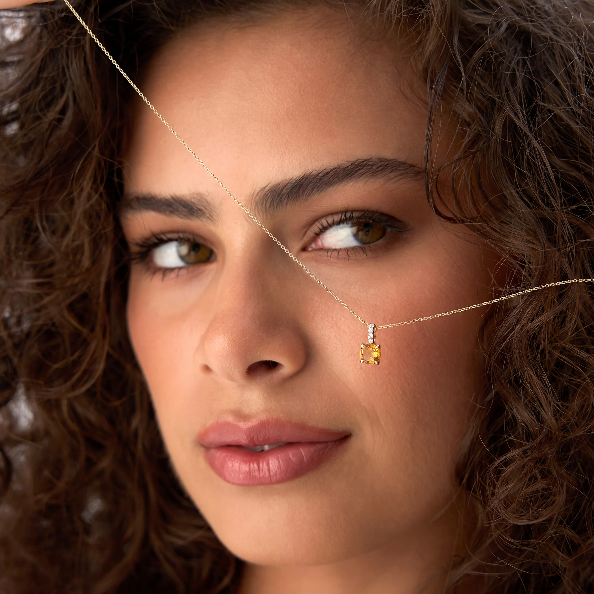 14K Cushion Cut Citrine with Diamond Bail - Image 4