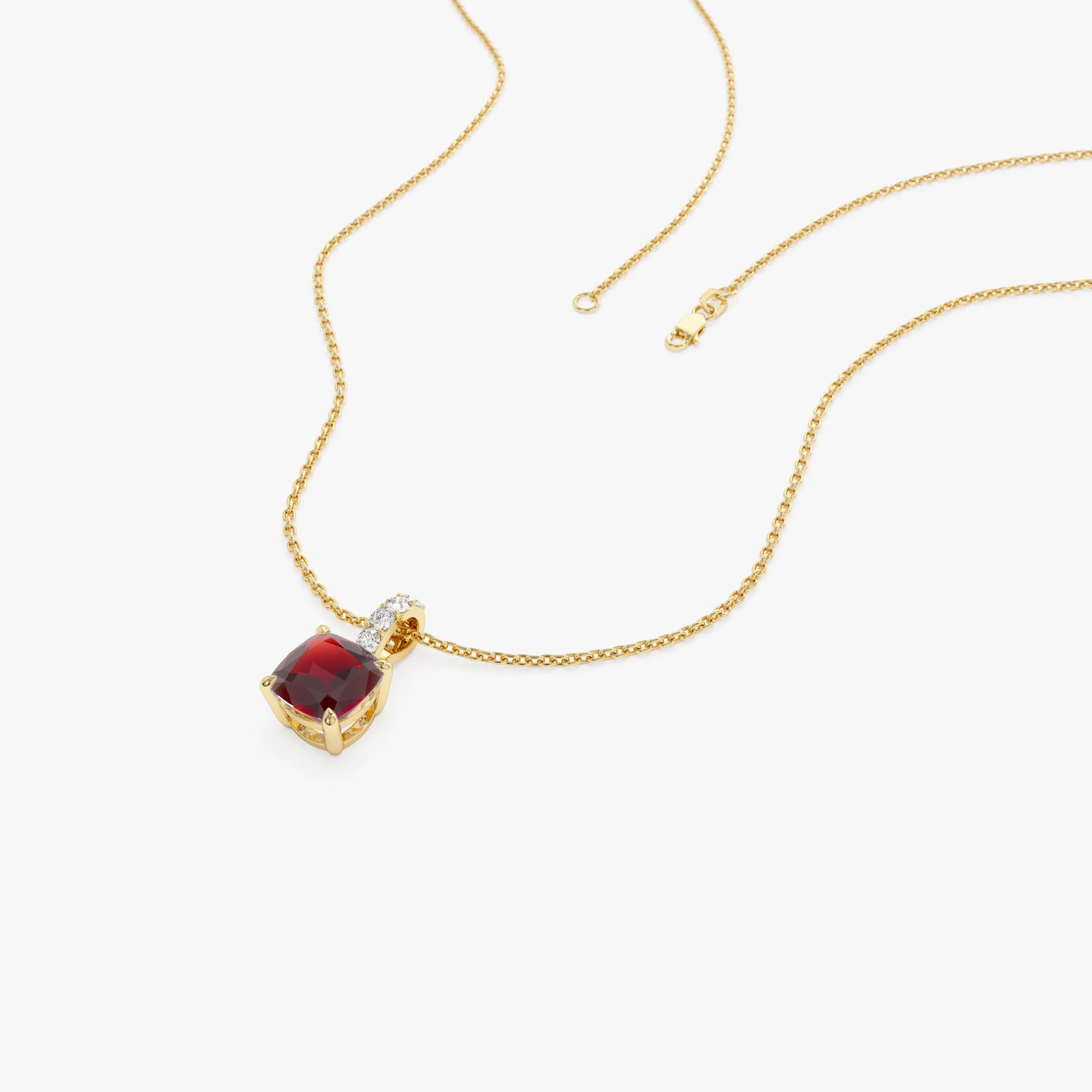 14K Cushion Cut Garnet with Diamond Bail - Image 2