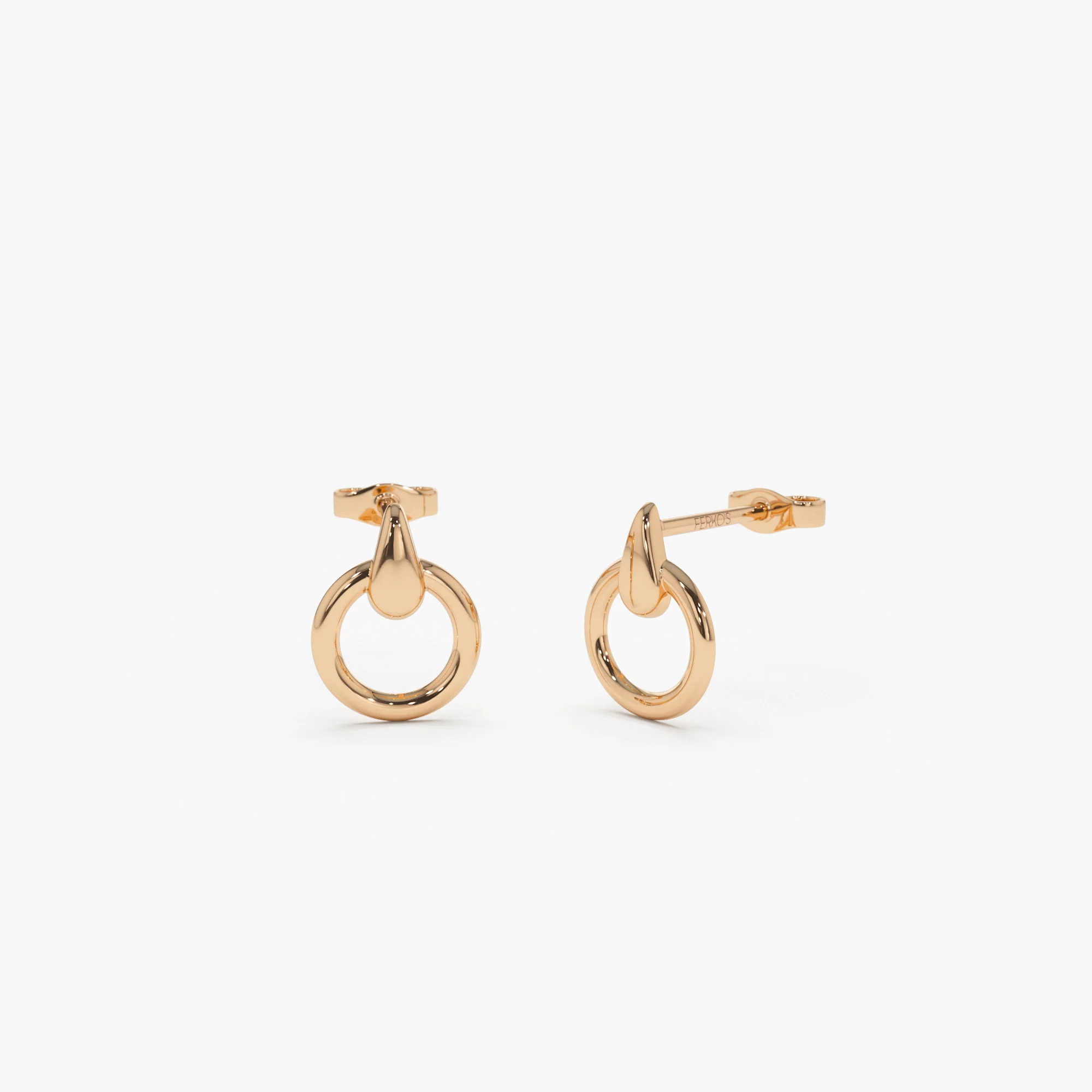 14k Dainty Circle Drop Earrings - Image 6