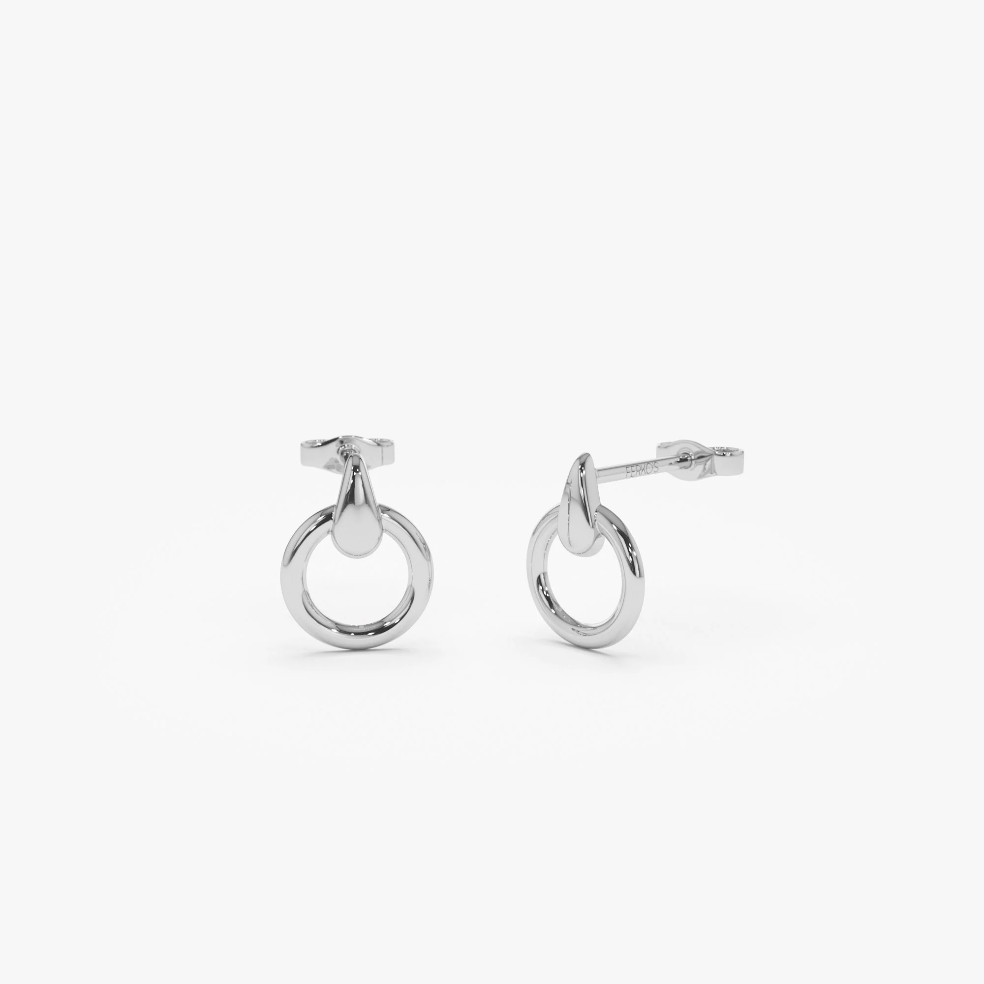 14k Dainty Circle Drop Earrings - Image 7