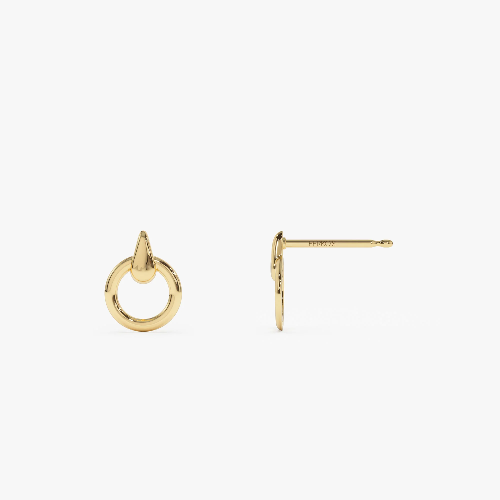 14k Dainty Circle Drop Earrings - Image 8