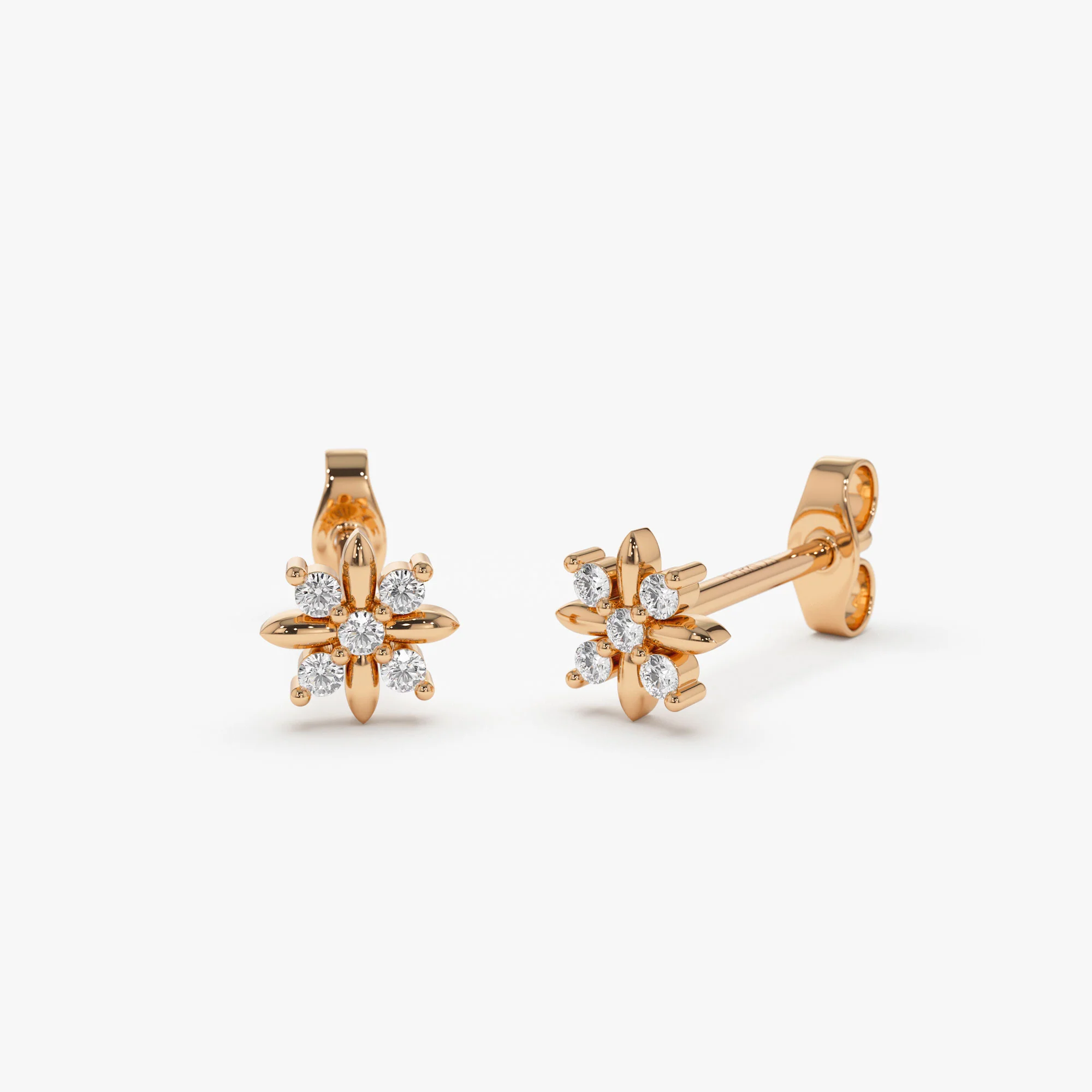 14k Dainty Crisscross Cluster Diamond Studs - Image 5