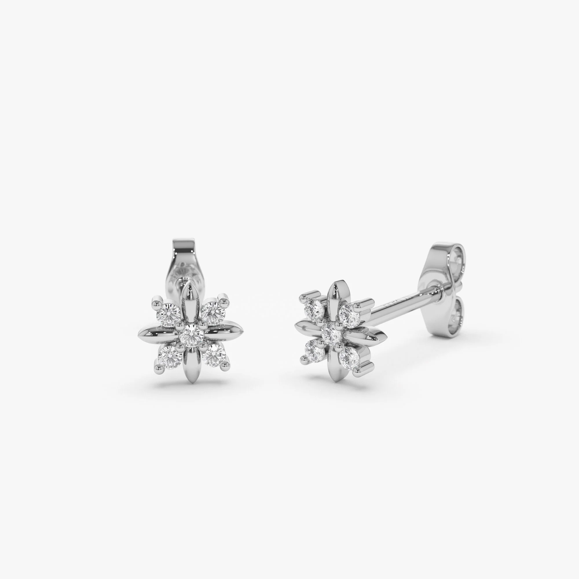 14k Dainty Crisscross Cluster Diamond Studs - Image 6