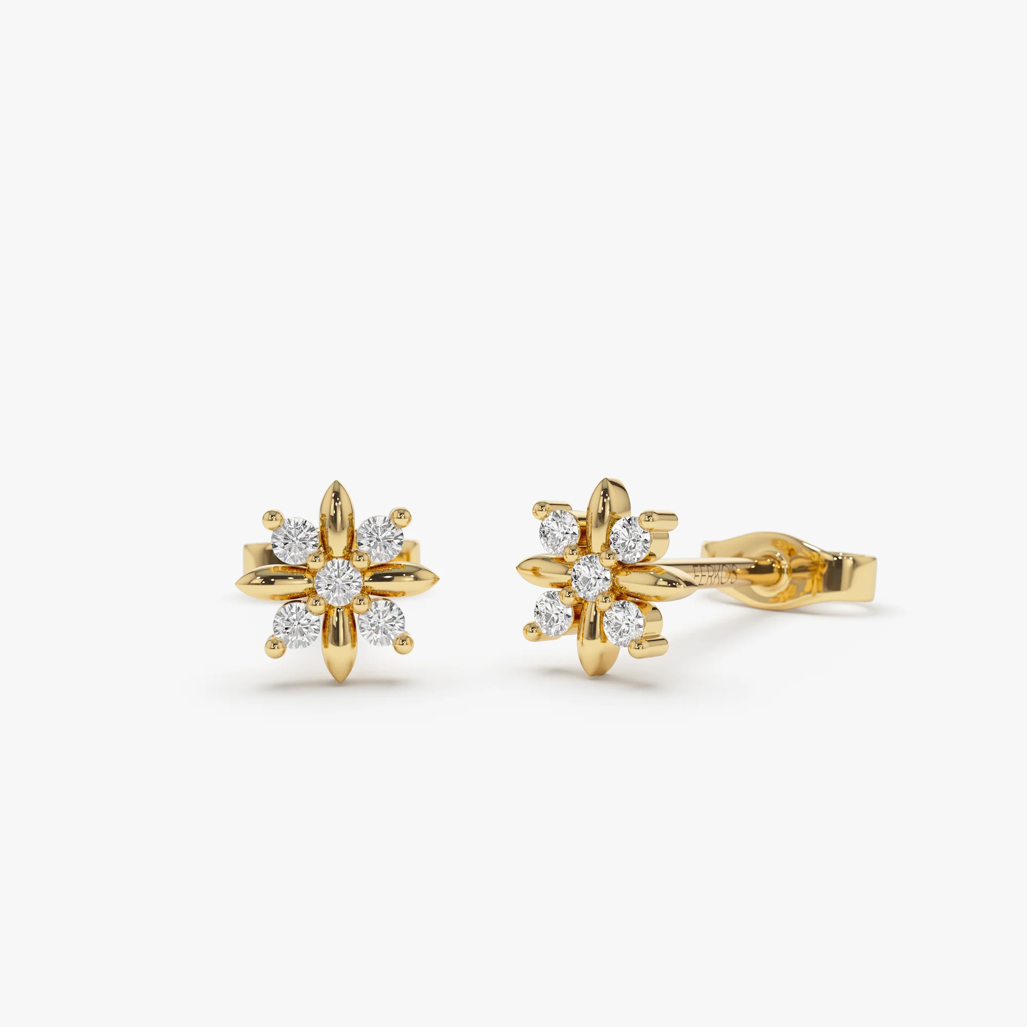 14k Dainty Crisscross Cluster Diamond Studs - Image 7