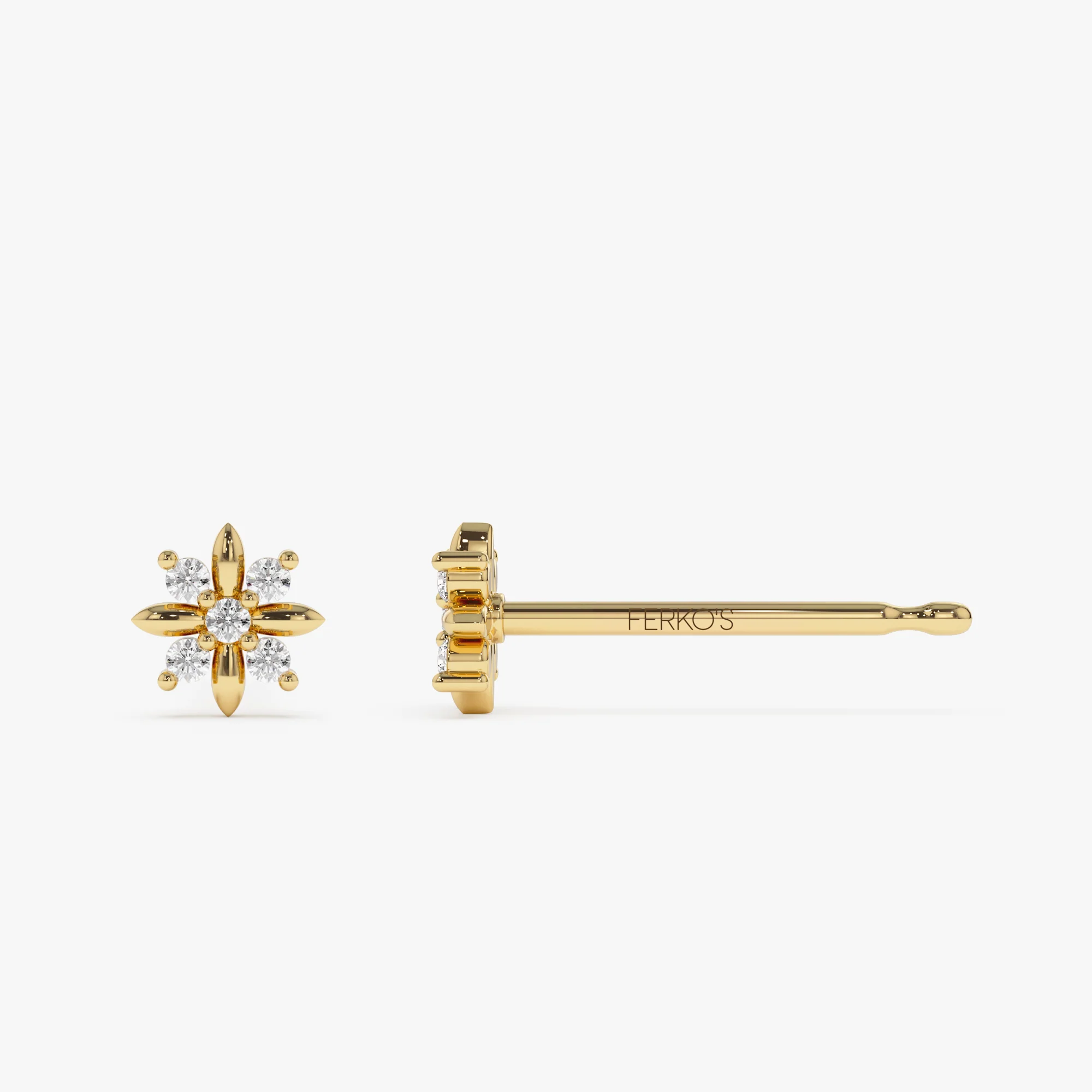 14k Dainty Crisscross Cluster Diamond Studs - Image 8