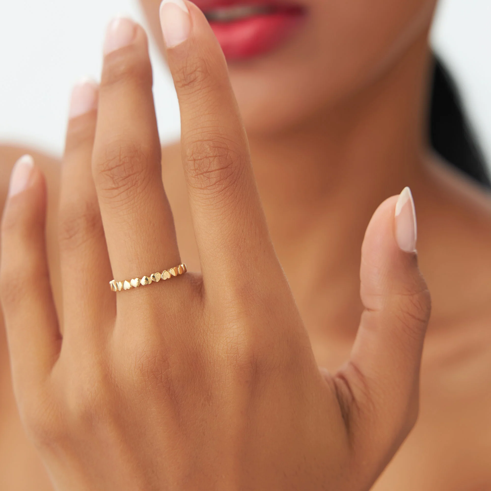 14k Dainty Heart Stacking Gold Ring - Image 6