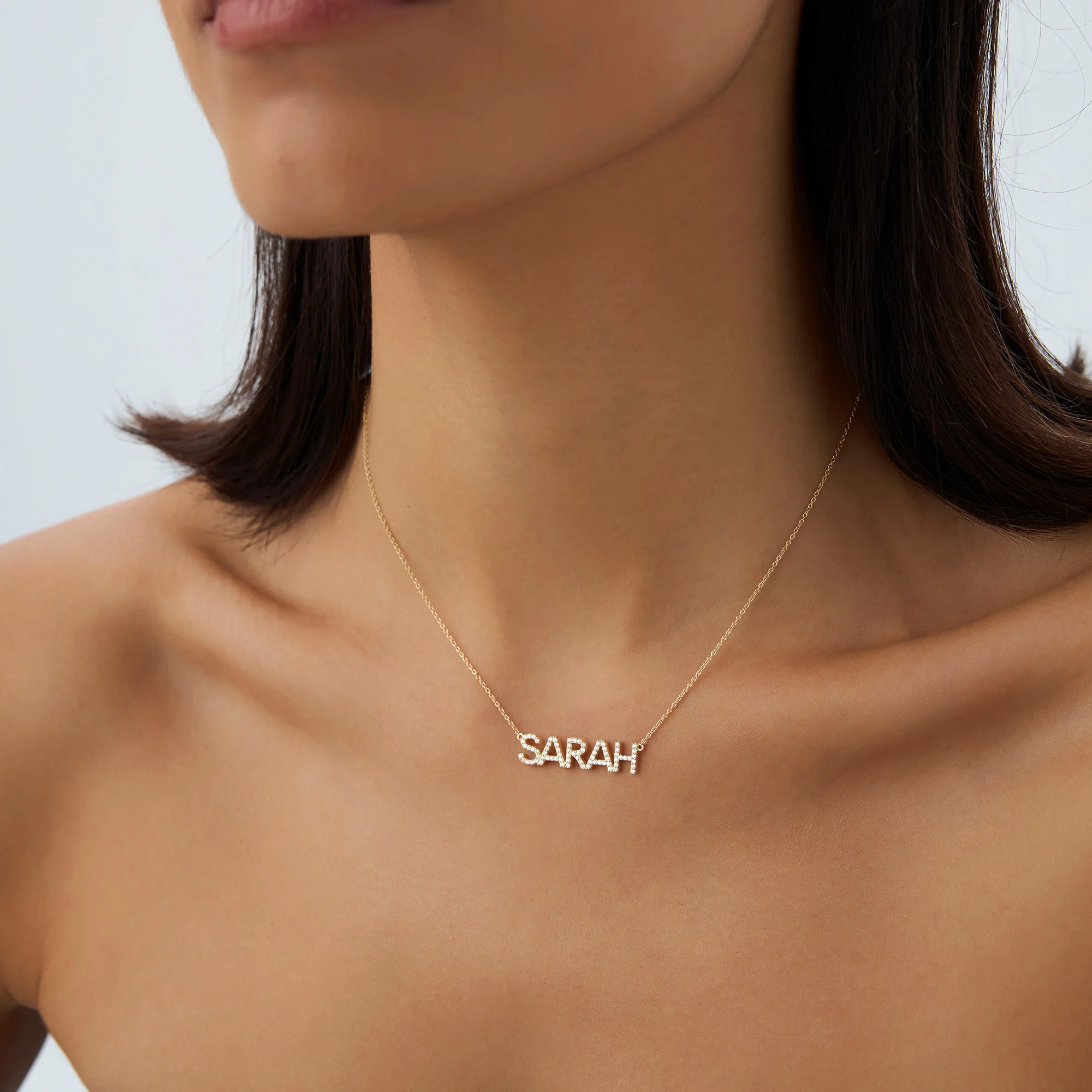 14K Dainty Layering Diamond Name Necklace - Image 3