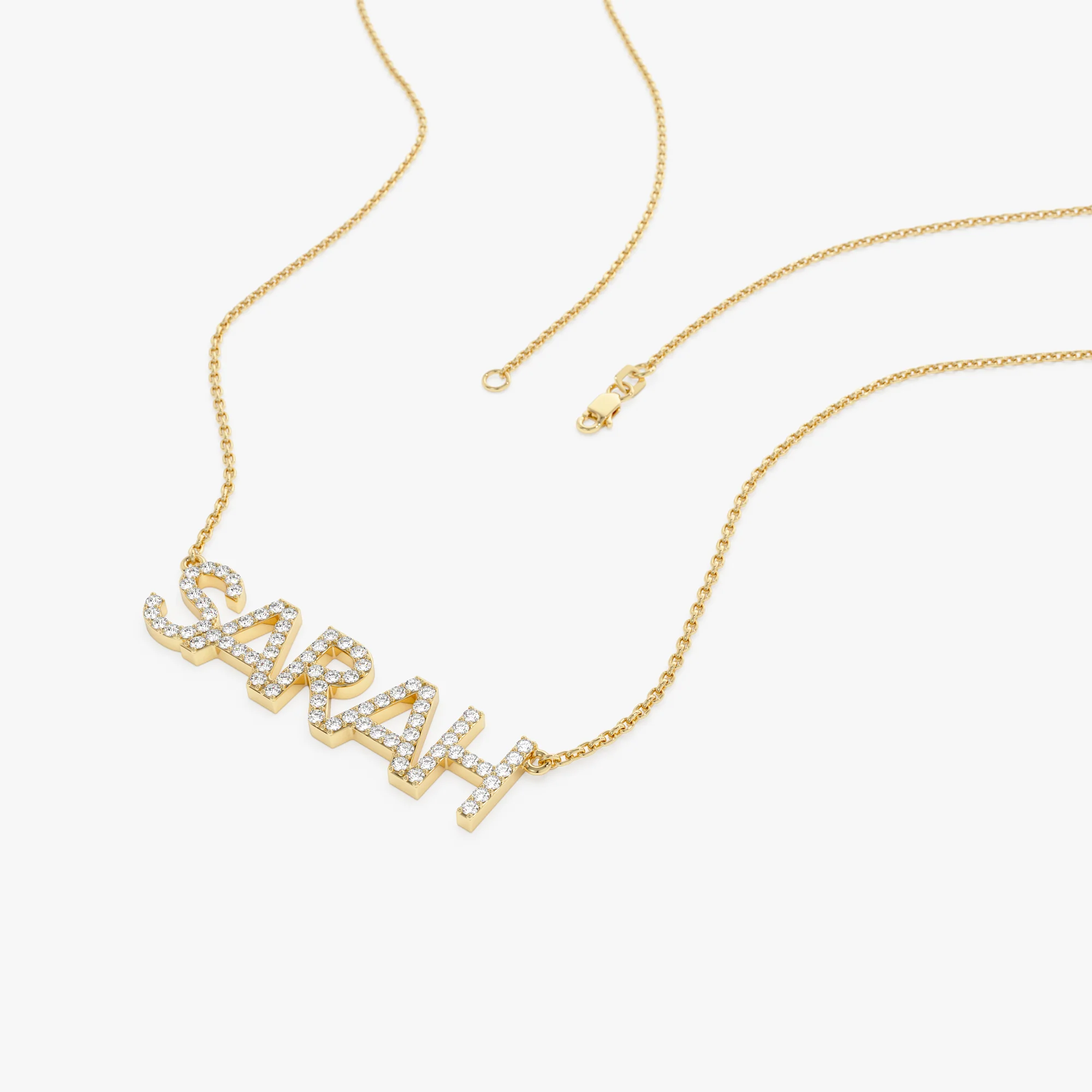 14K Dainty Layering Diamond Name Necklace - Image 7