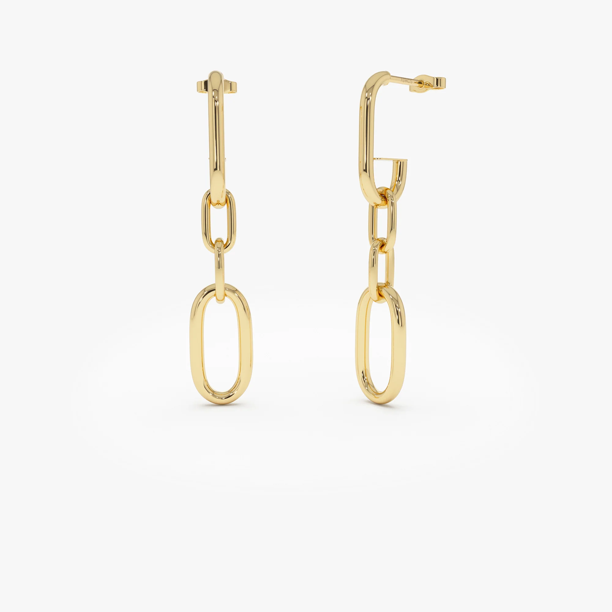 14k Dangle Link Chain Earrings