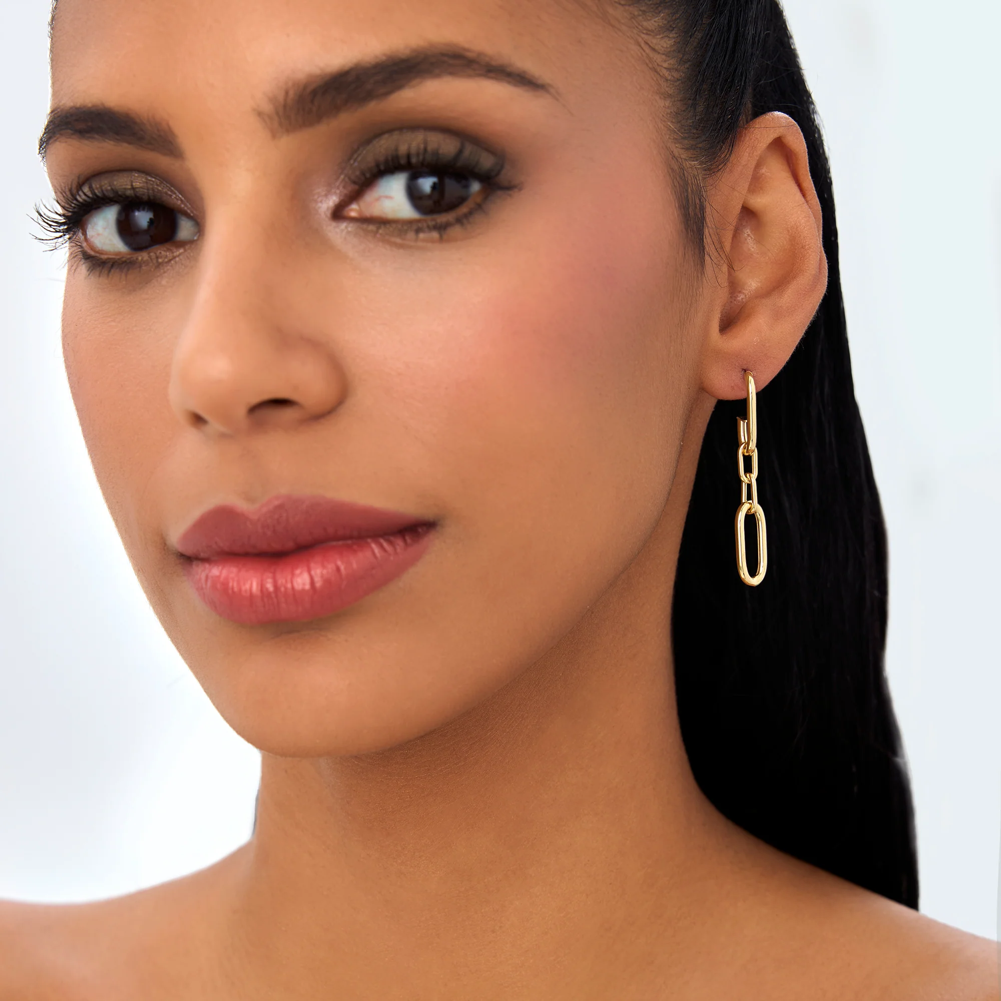 14k Dangle Link Chain Earrings - Image 4