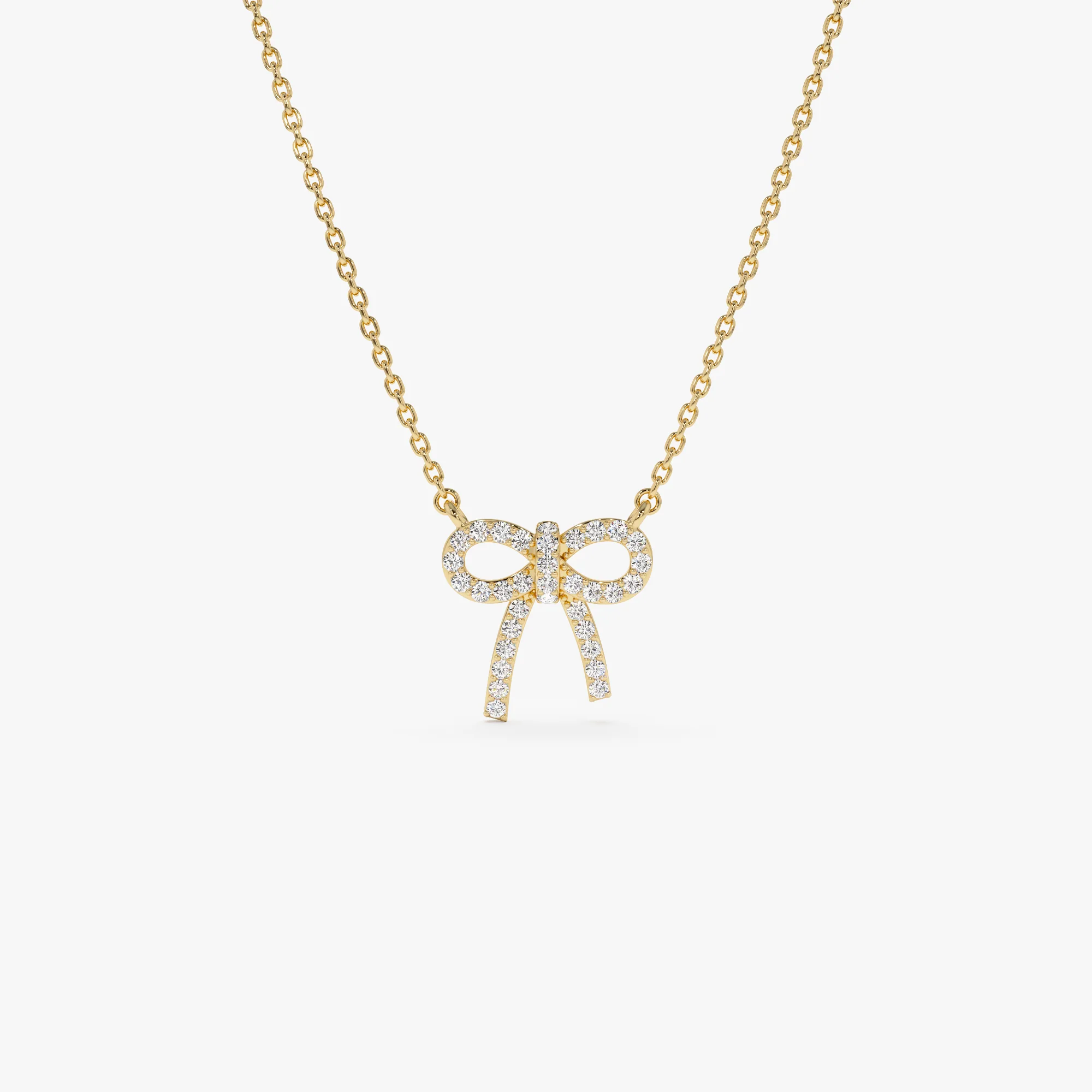 14k Diamond Bow Necklace