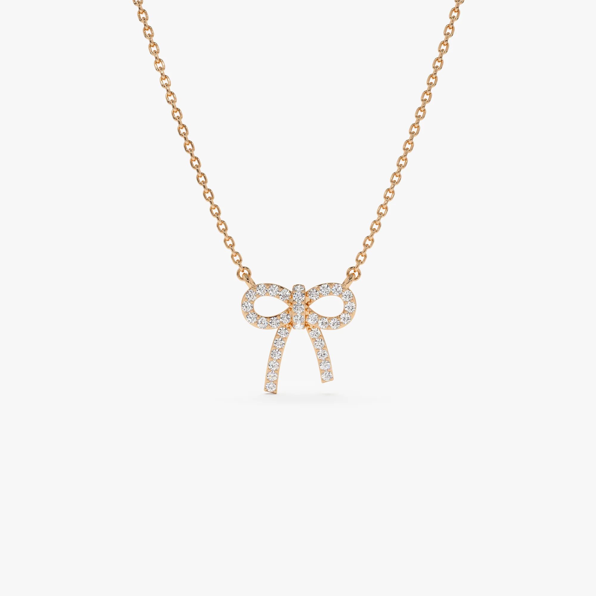 14k Diamond Bow Necklace - Image 5