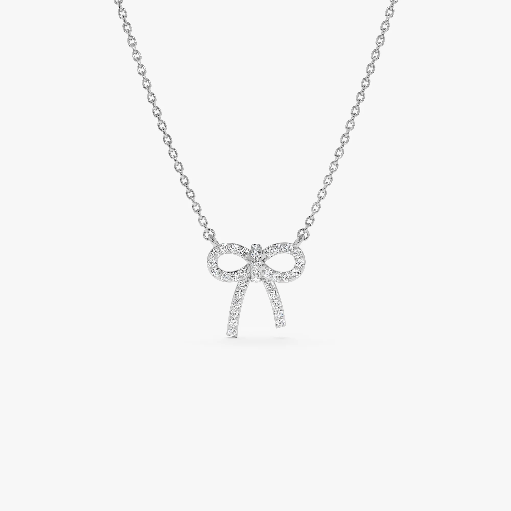 14k Diamond Bow Necklace - Image 6