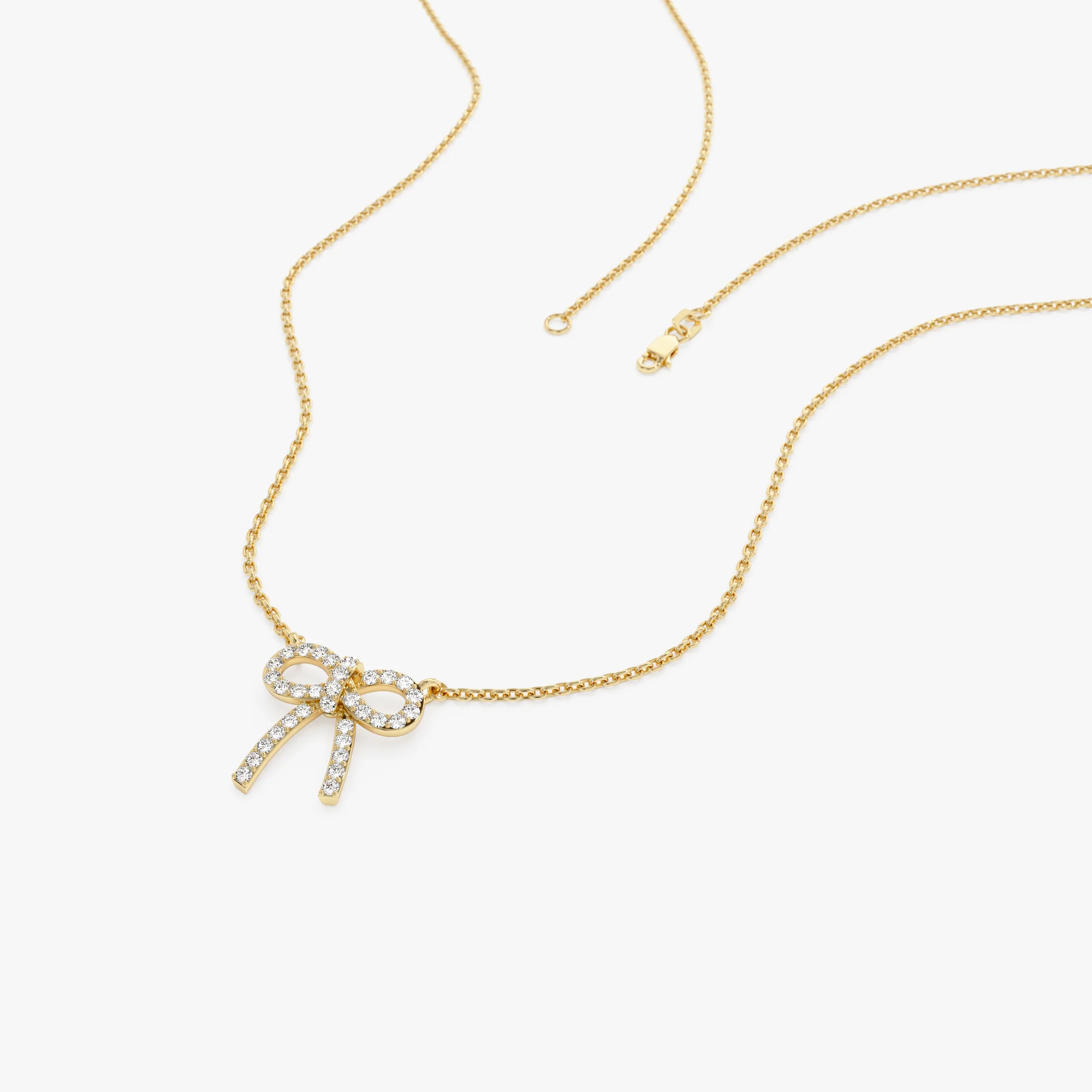 14k Diamond Bow Necklace - Image 7