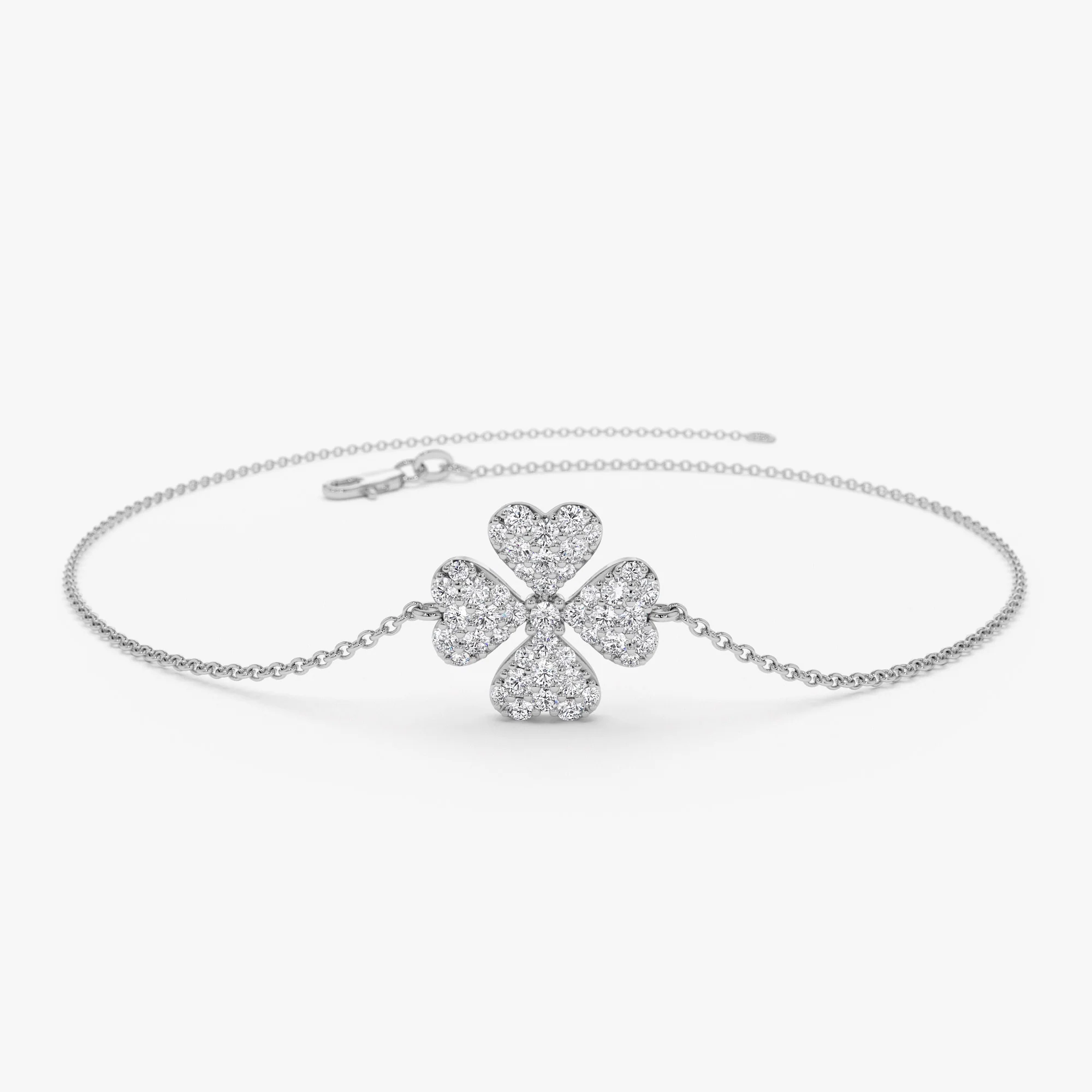 14K Diamond Clover Charm Bracelet - Image 7