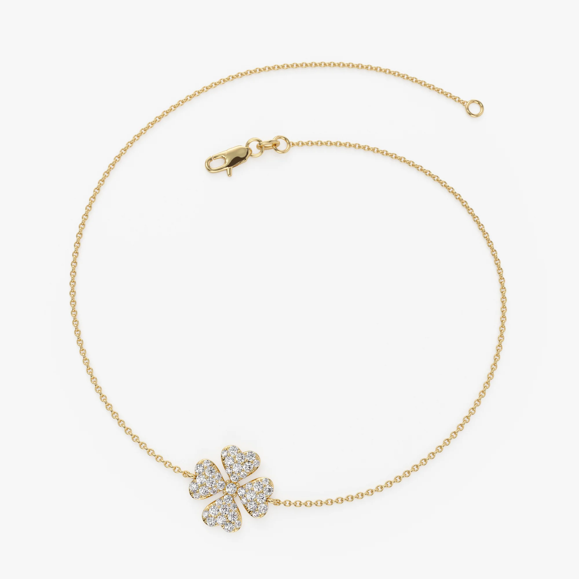 14K Diamond Clover Charm Bracelet - Image 8