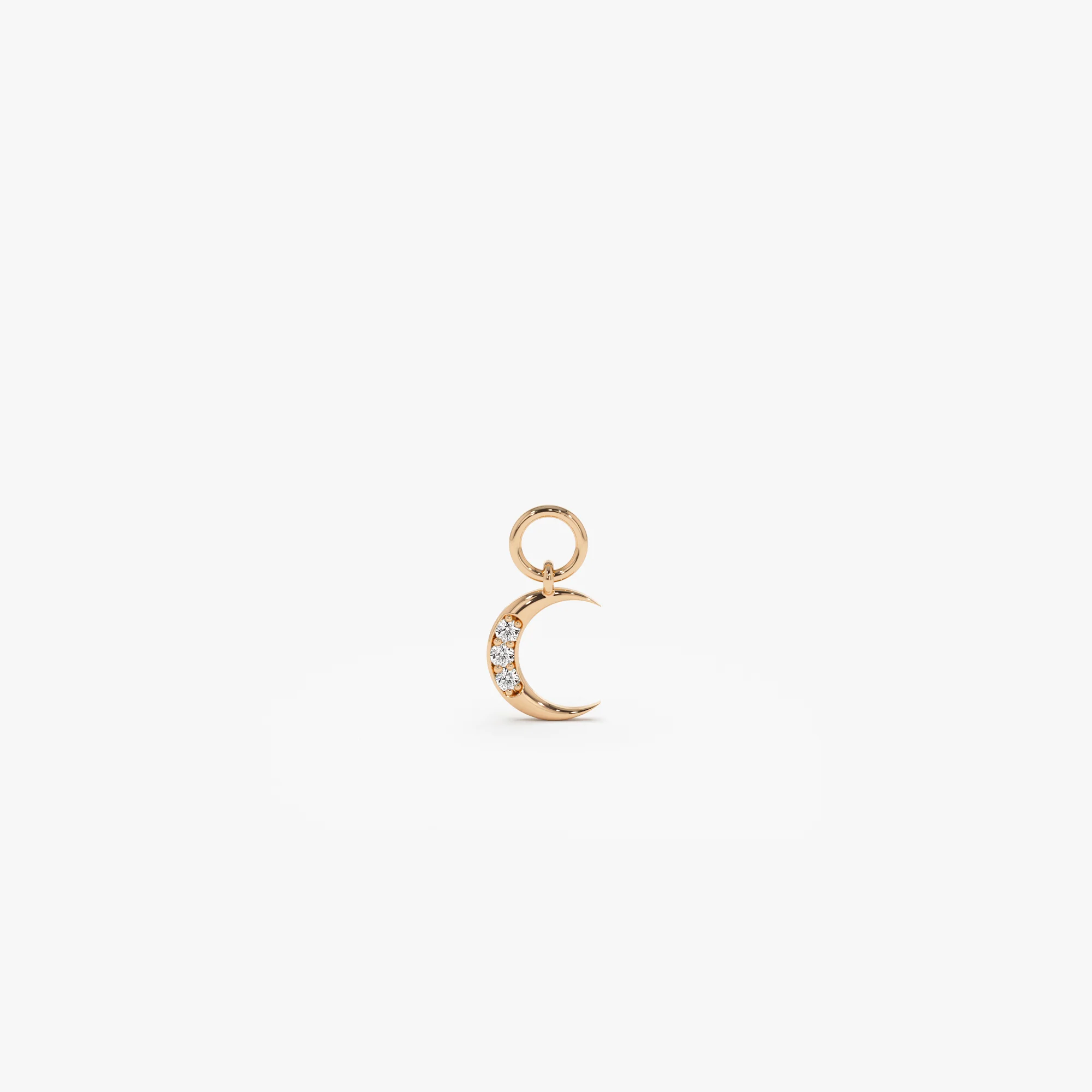 14k Diamond Crescent Hoop Charm - Image 2