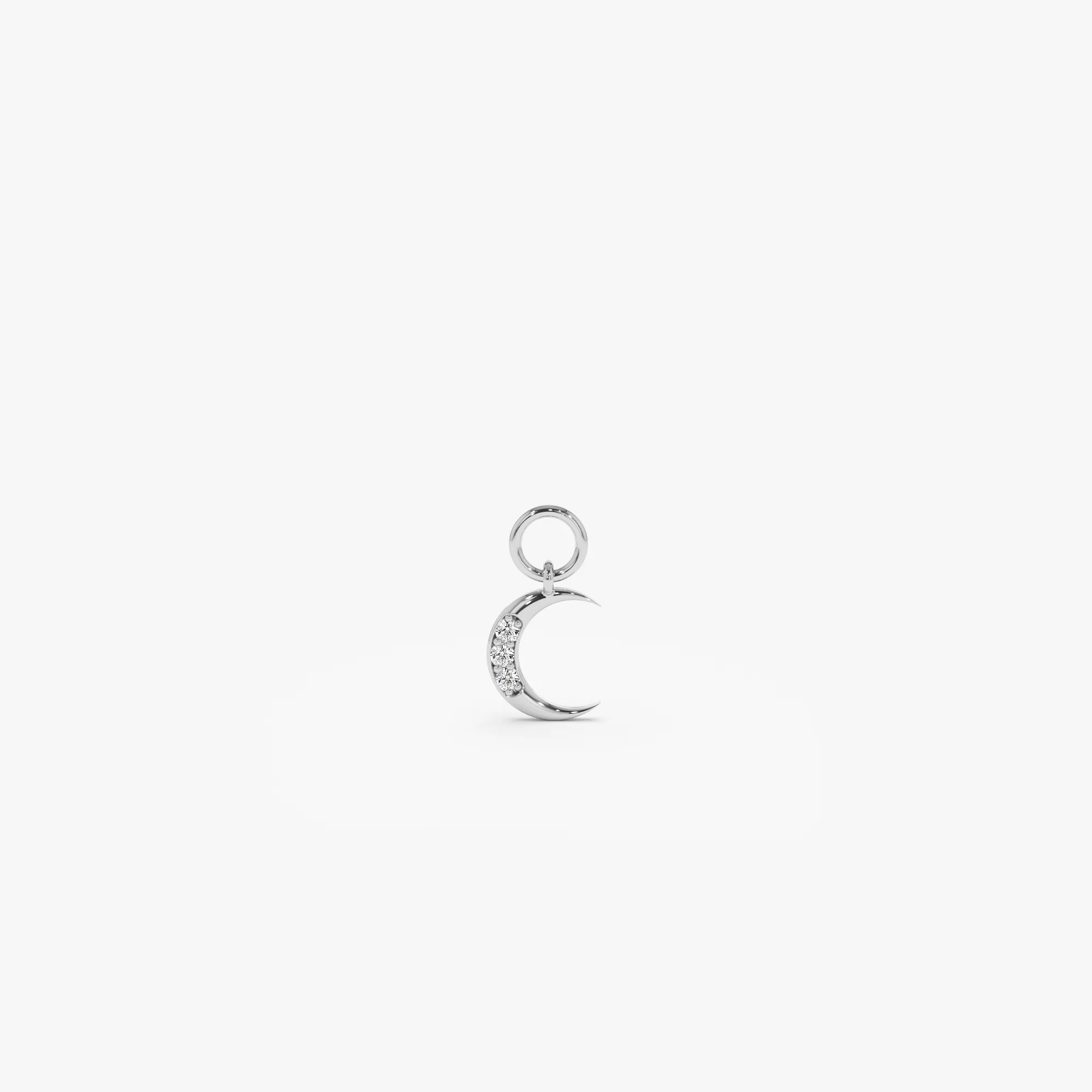 14k Diamond Crescent Hoop Charm - Image 3