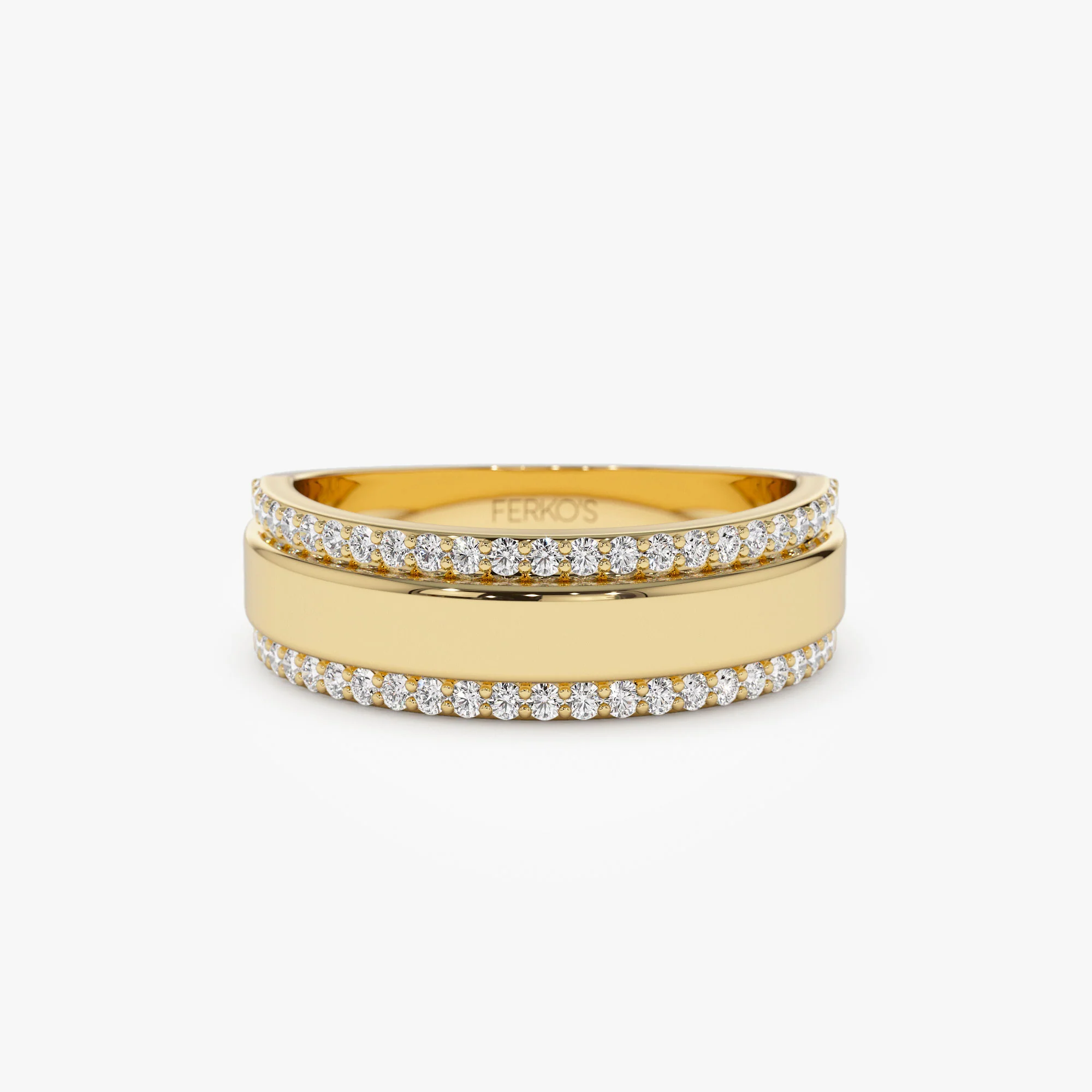 14k Diamond Diamond Edge Wedding Band