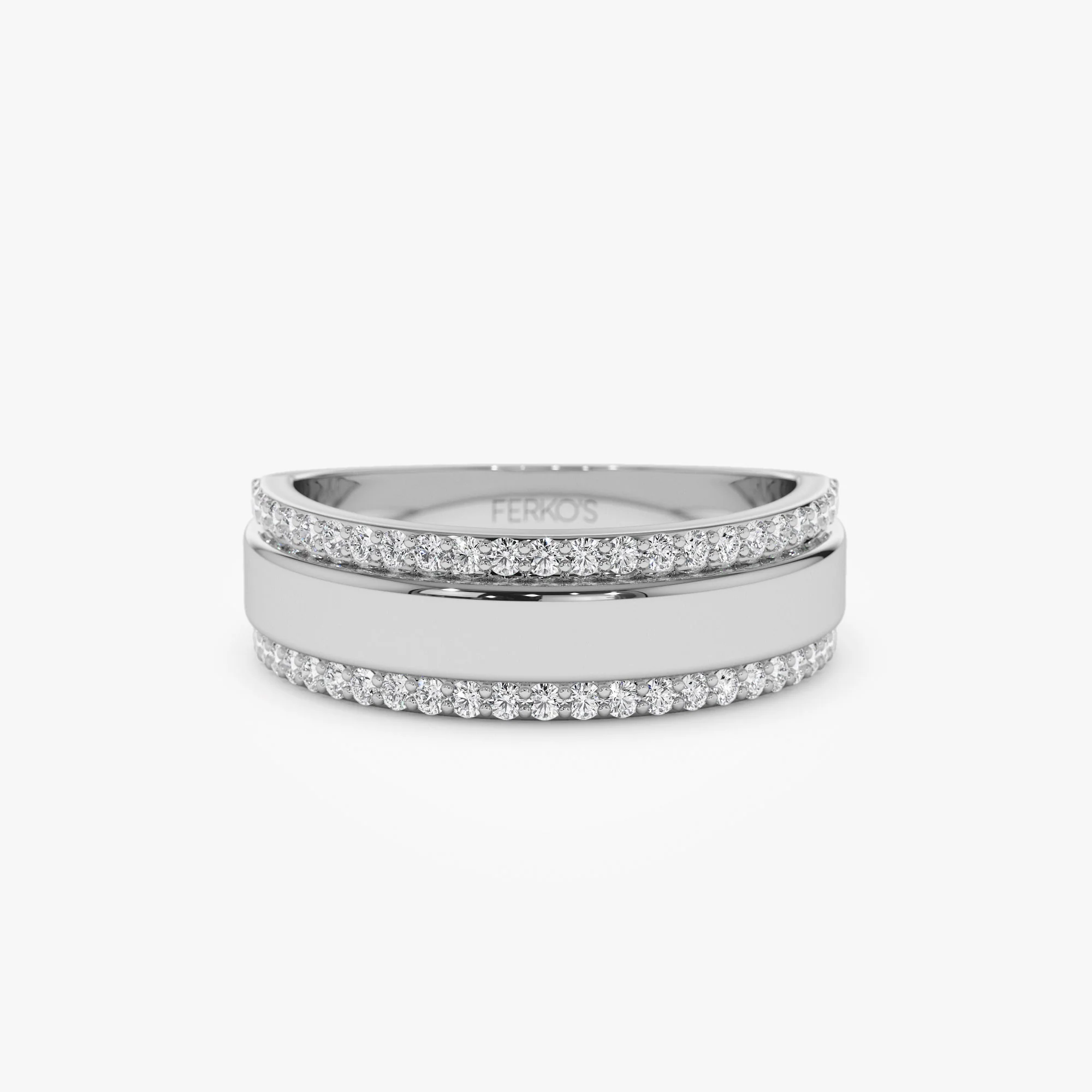 14k Diamond Diamond Edge Wedding Band - Image 7
