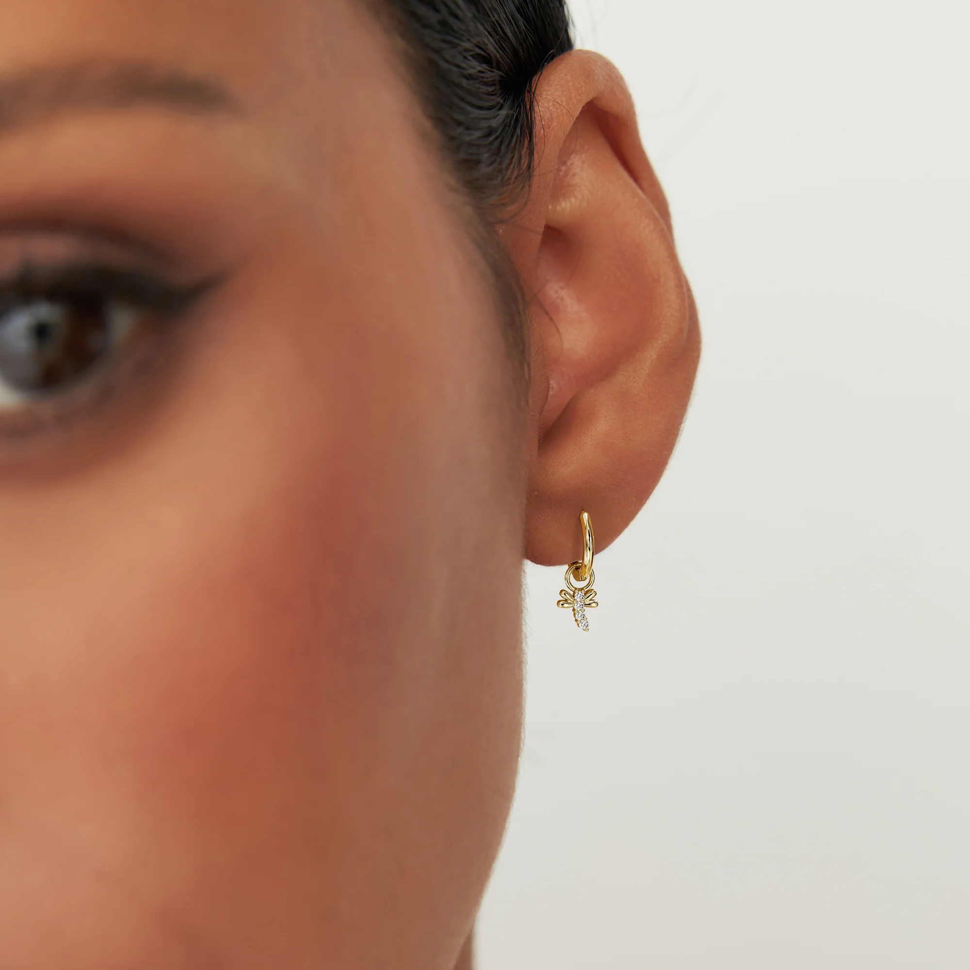 14k Diamond Dragon Fly Hoop Charm - Image 3
